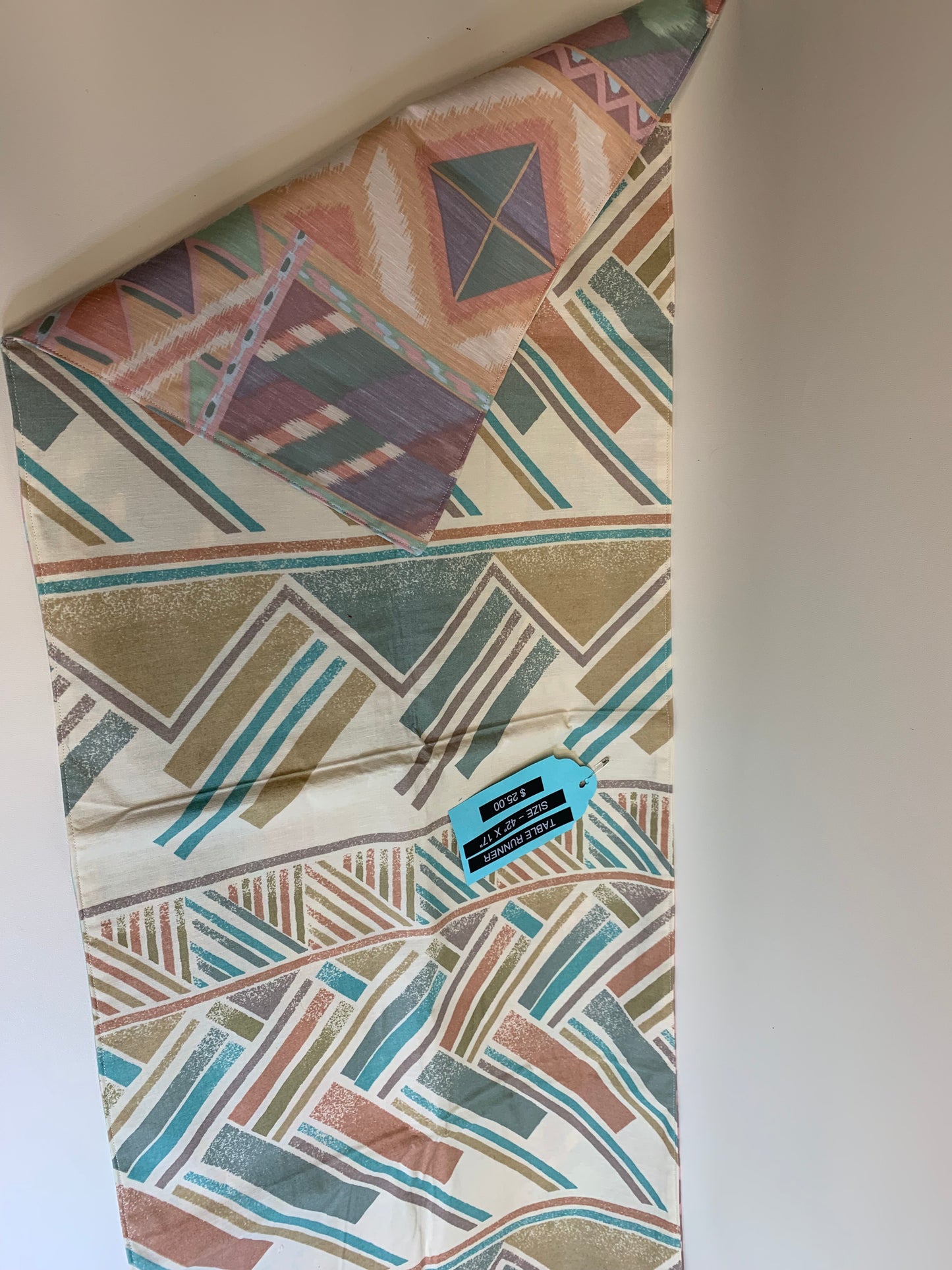 Table Runner -Light color geometric - 42" x 17"
