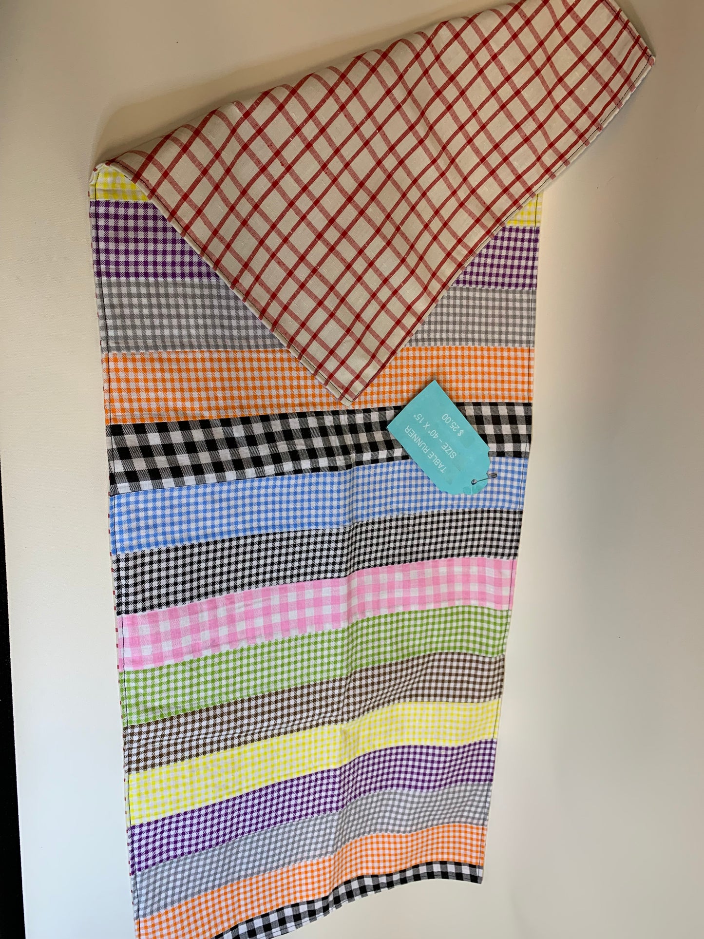 Table Runner -Multicolored plaid - 40" x 15"