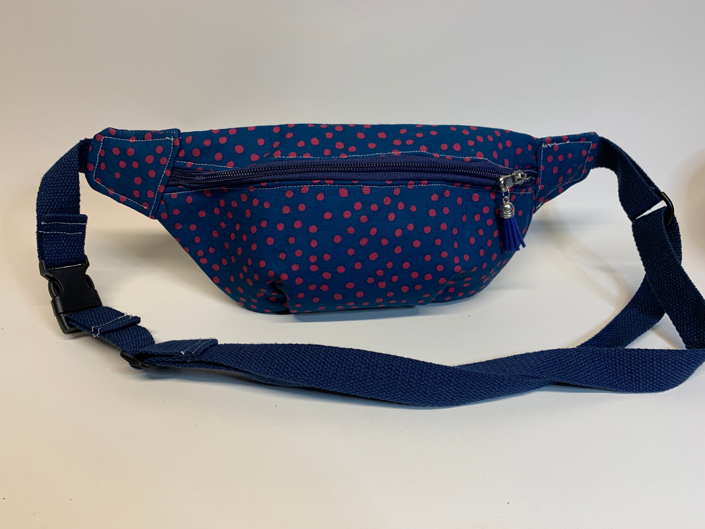 Fanny Pack - Navy with red dots