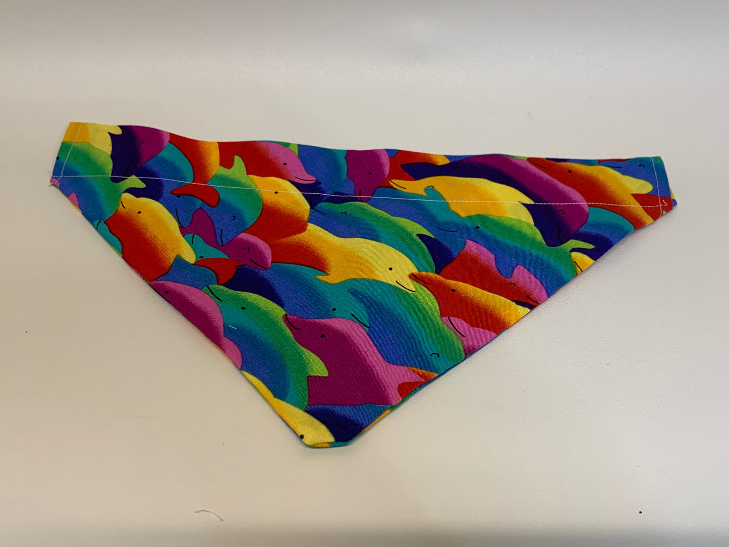 Dog Bandana - Multicolored Dolphins - for 2 inch collar -