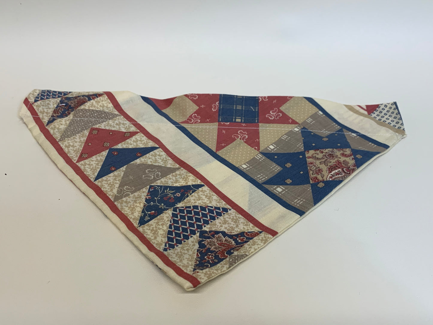 Dog Bandana - Red/White/Blue geometric shapes - for 2 inch collar