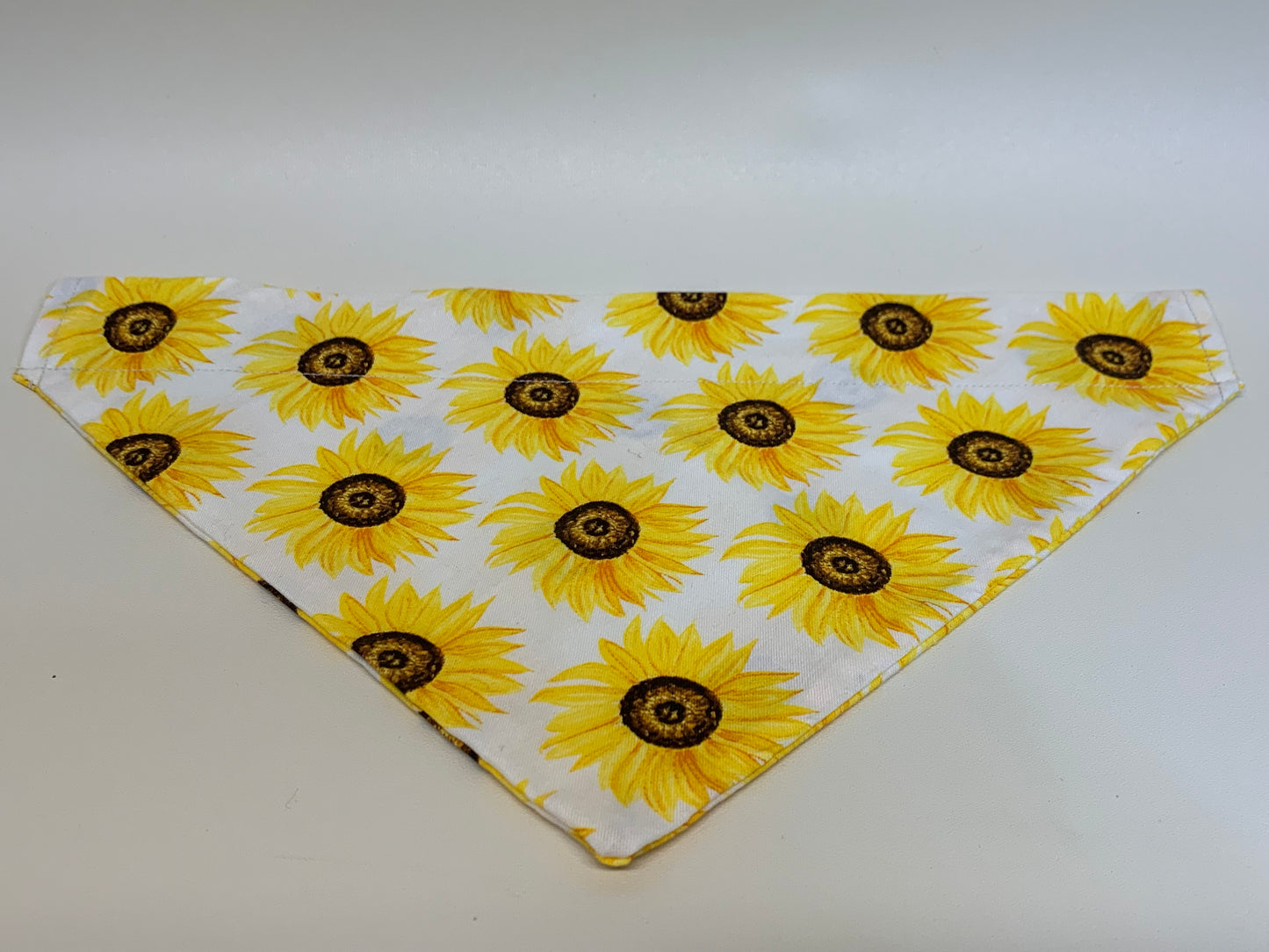 Dog Bandana - Sunflowers on white - for 2 inch collar