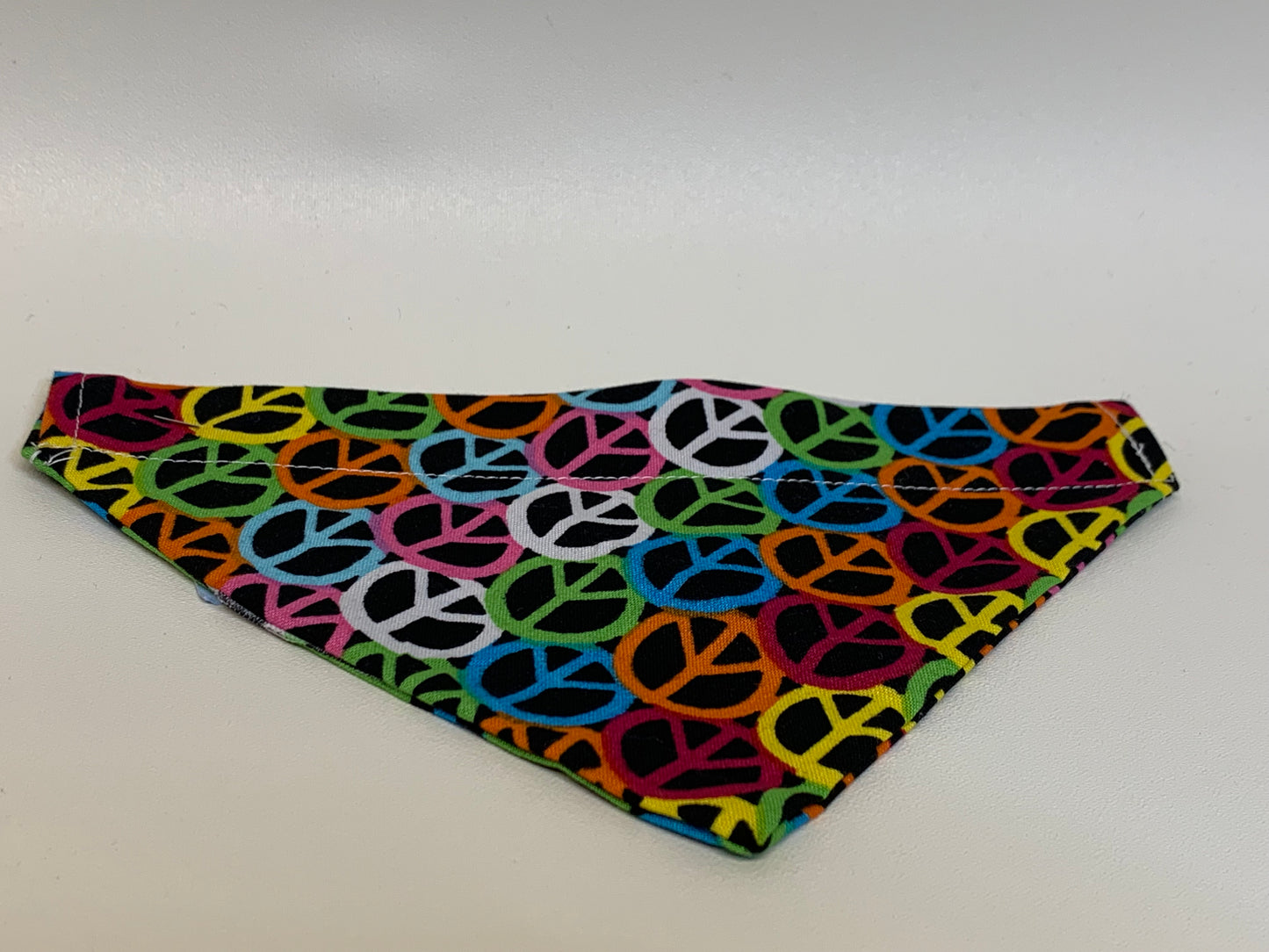 Dog Bandana -Multicolor peace signs - for 1 inch collar