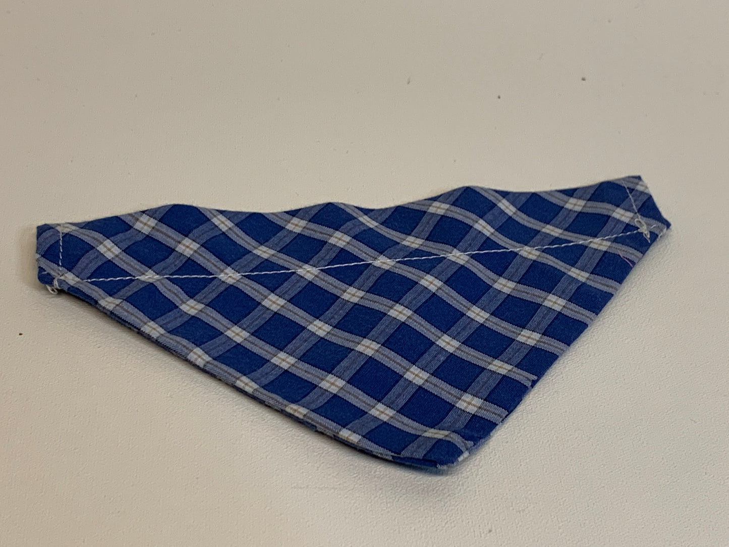 Dog Bandana - Blue/white plaid - for 1/2 inch collar
