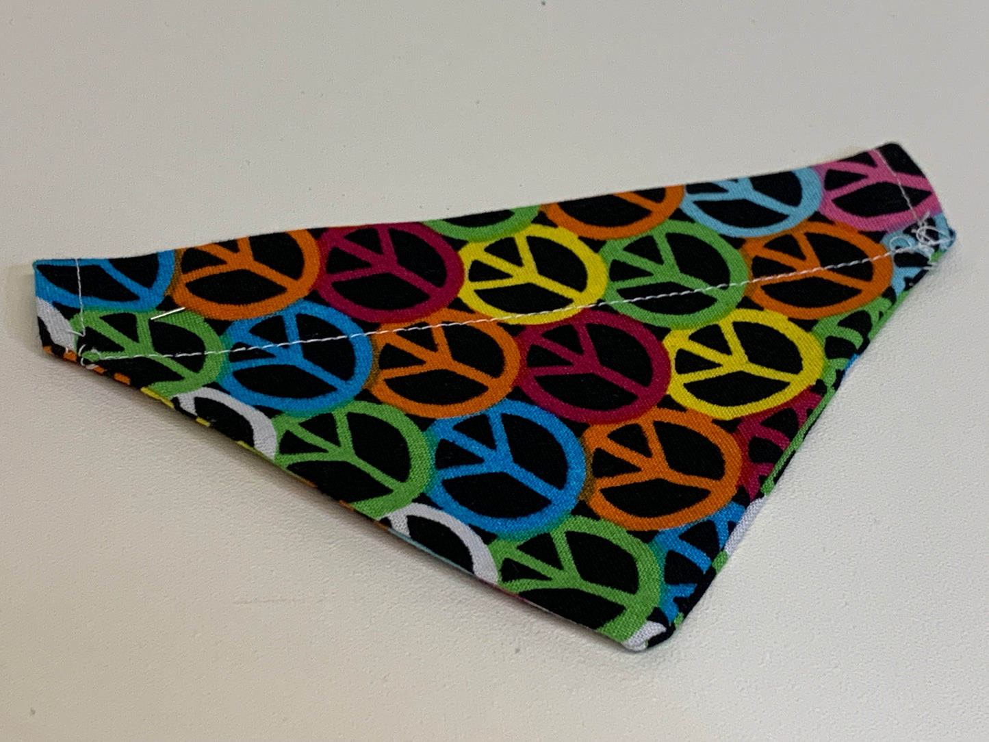 Dog Bandana - Multicolor peace signs - for 1/2 inch collar