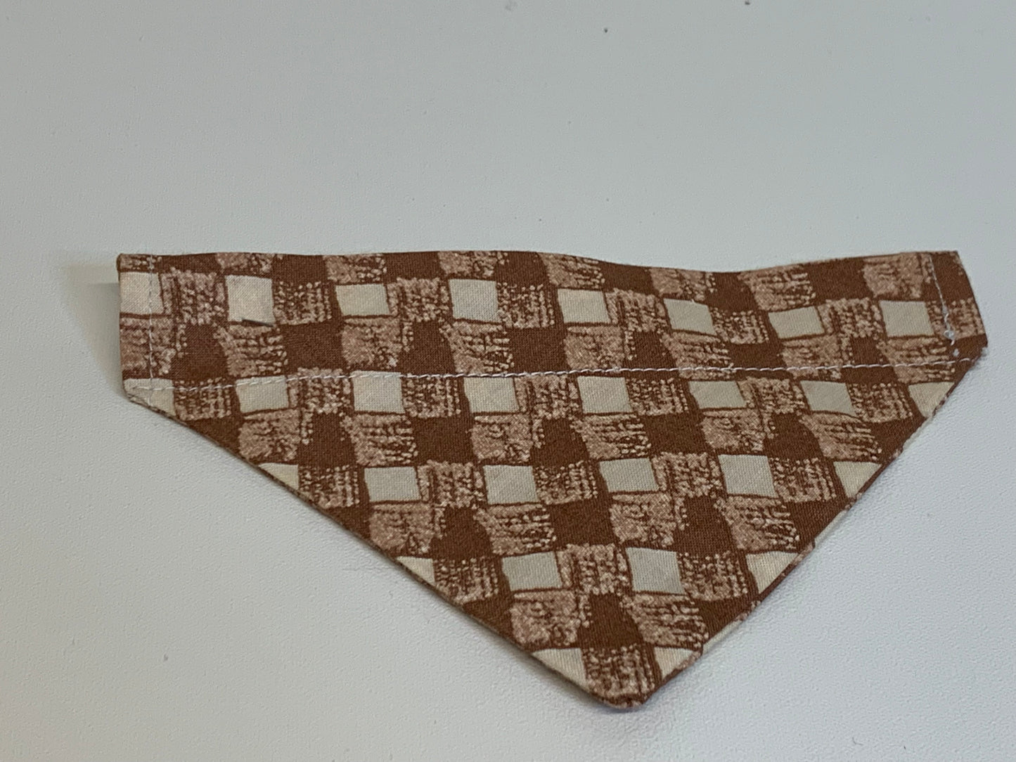Dog Bandana - Brown/Tan/Beige basket weave - for 1/2 inch collar
