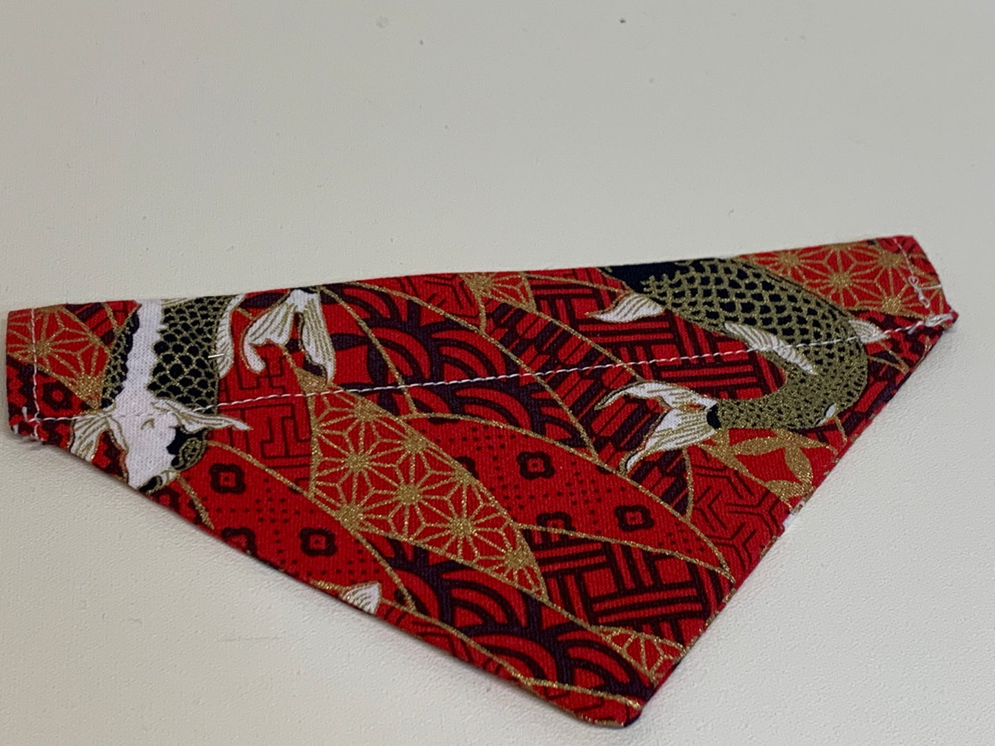 Dog Bandana - Red with fish - for 1/2 inch collar