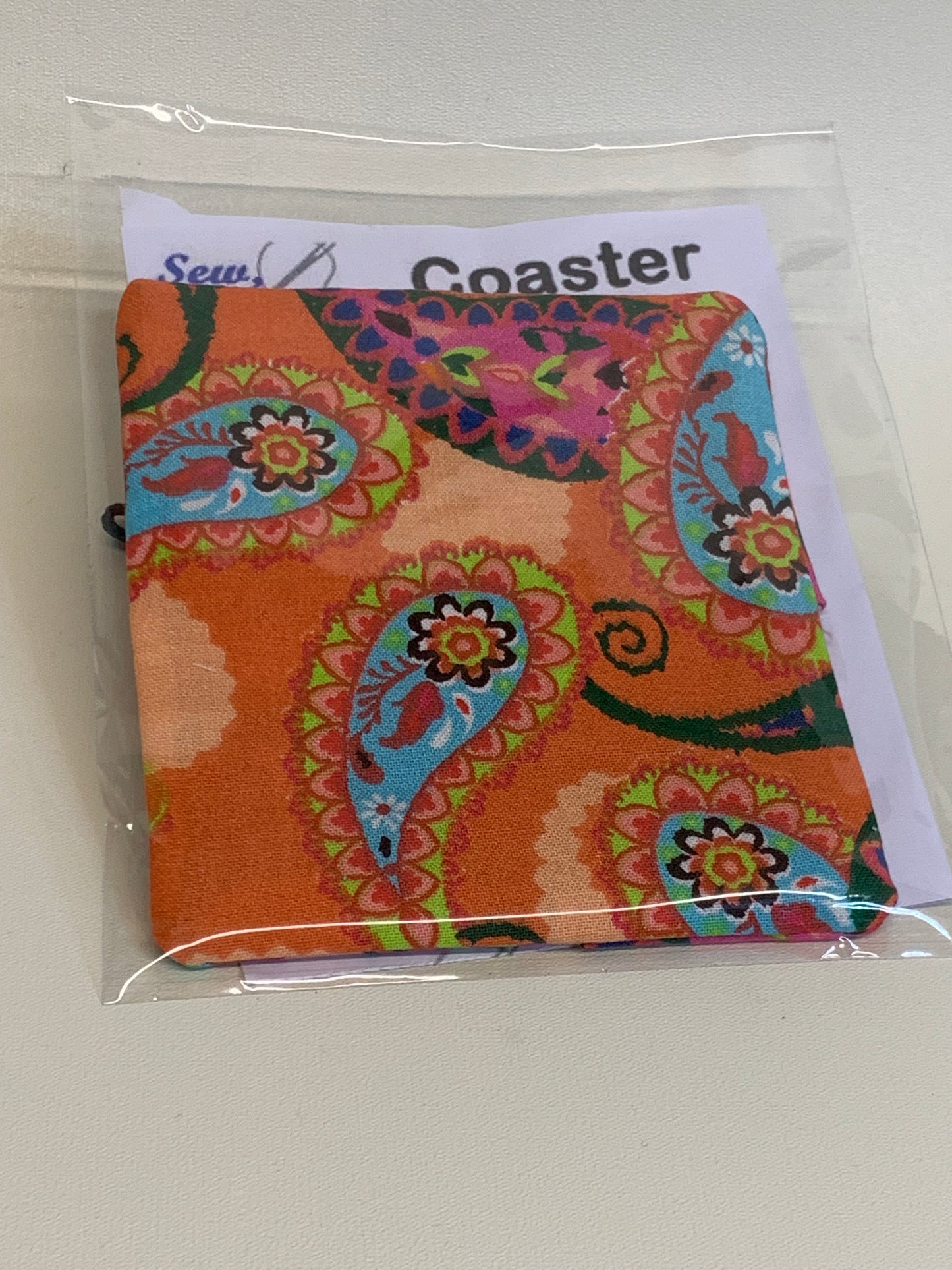 Coaster - orange paisley