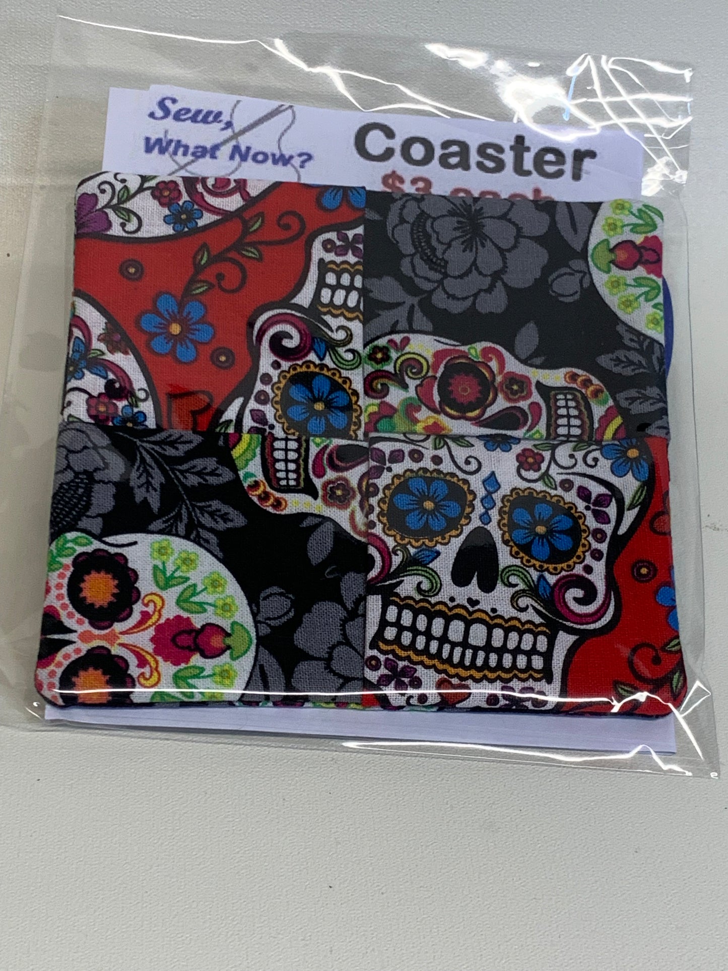 Coaster - black with skulls and red with skulls