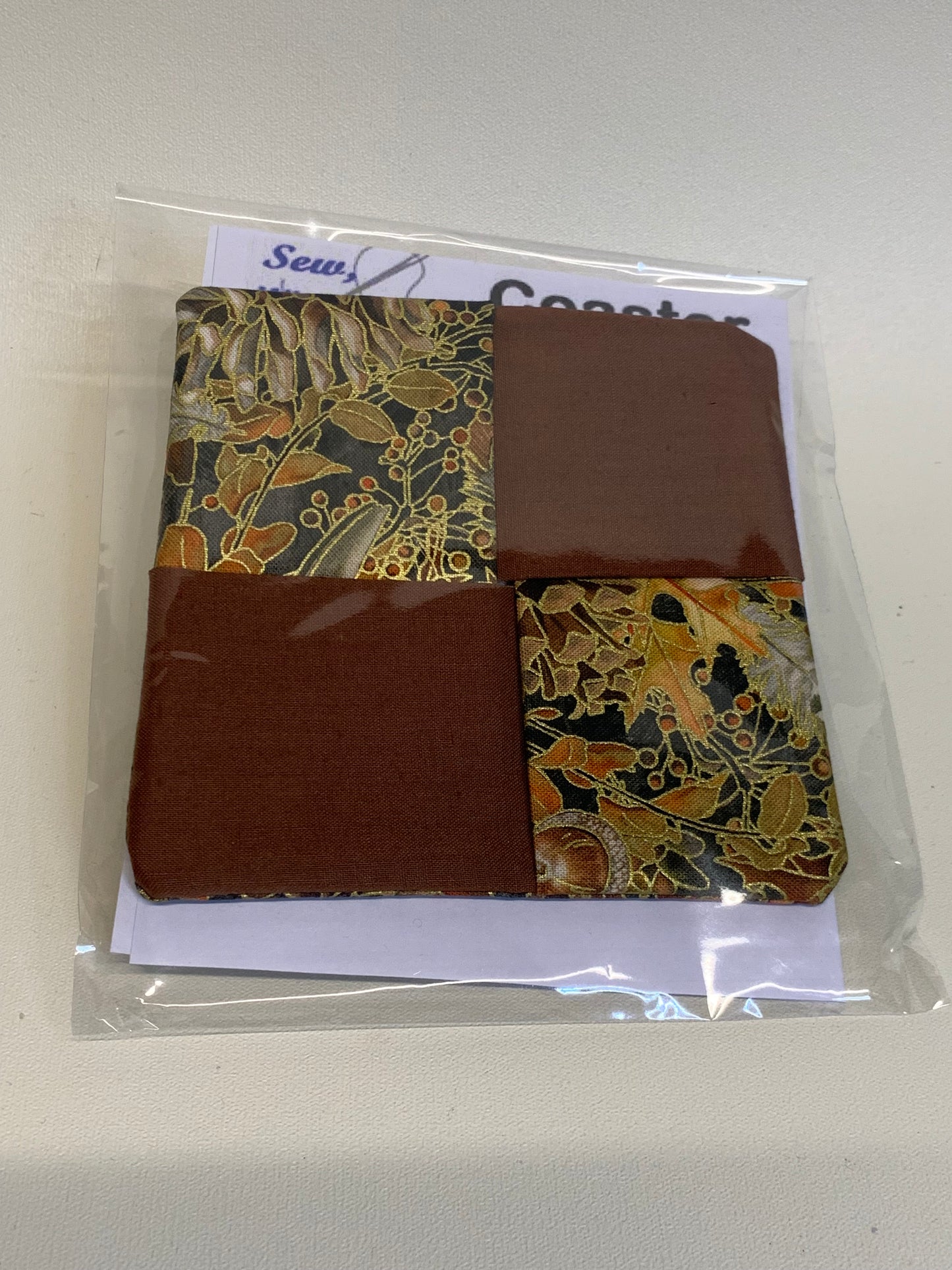 Coaster - brown with leaves