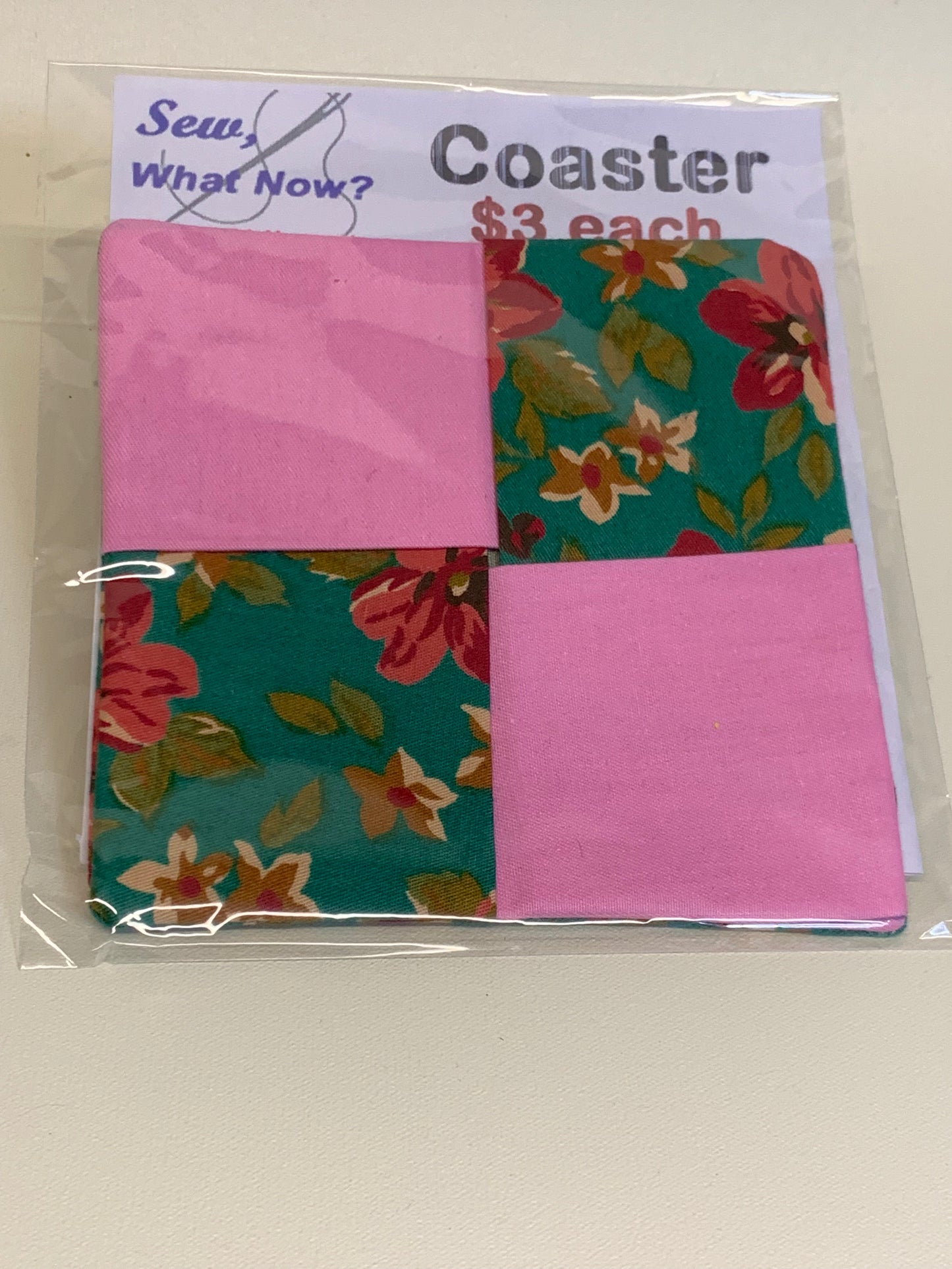 Coaster - Green with flowers and pink