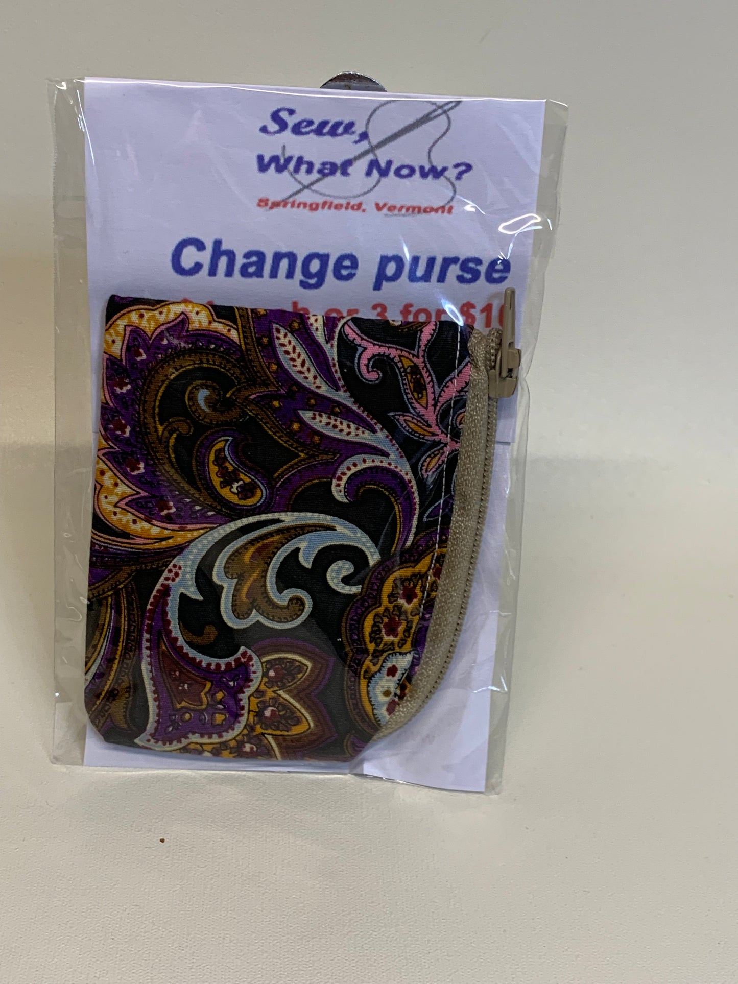 Change Purse - Black/purple/gold paisley