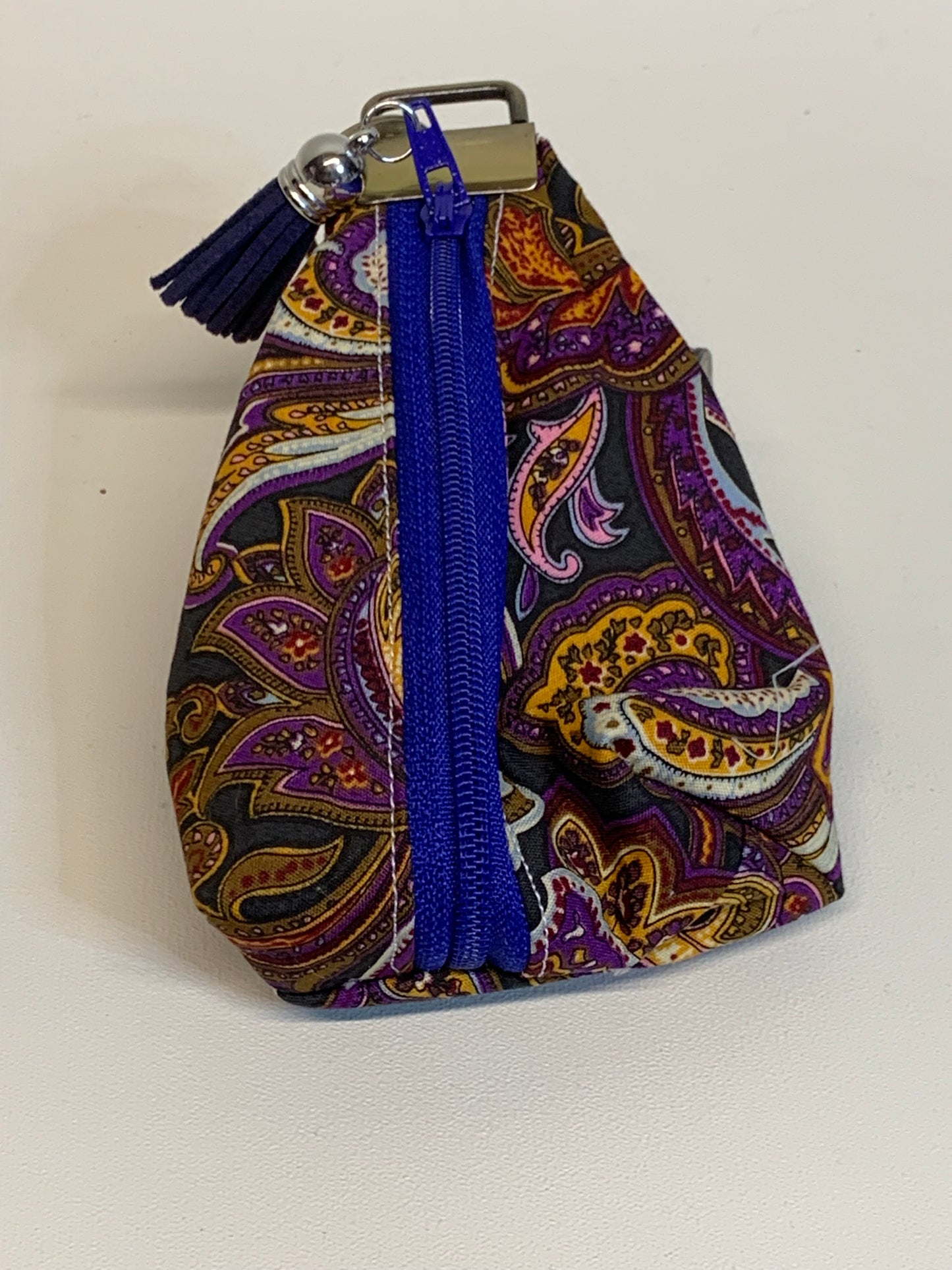 Key FOB /Change Purse - Brown/purple/gold paisley