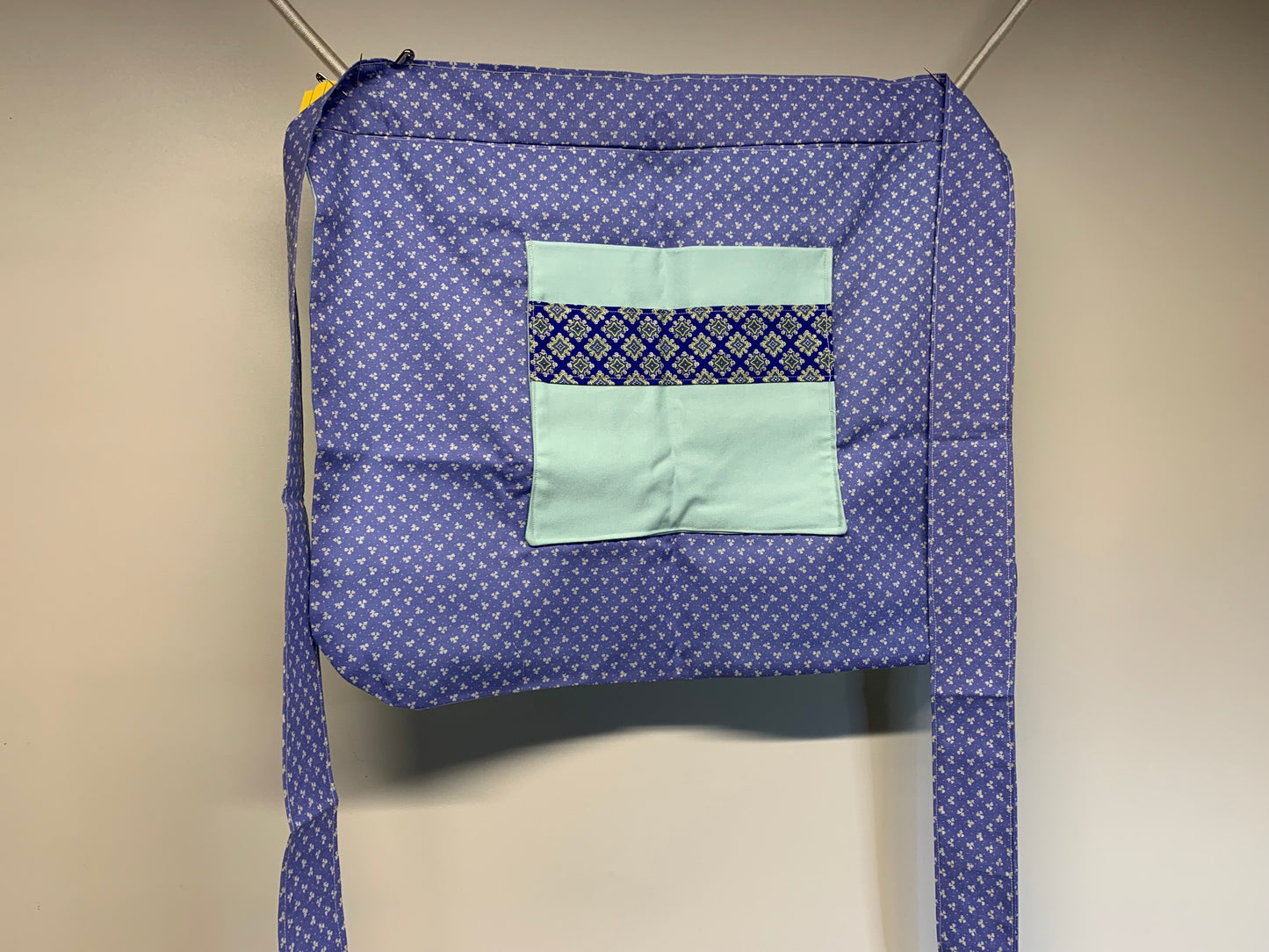 Half Apron - reversable - Mint green and lavender with blue accents