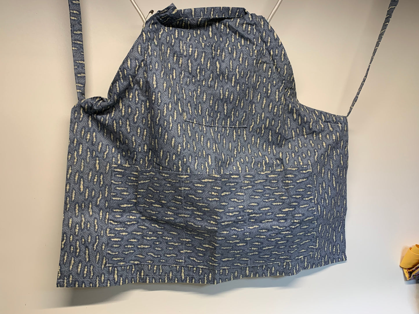 Full size Apron -Adjustable neckline. Grey with tan shapes