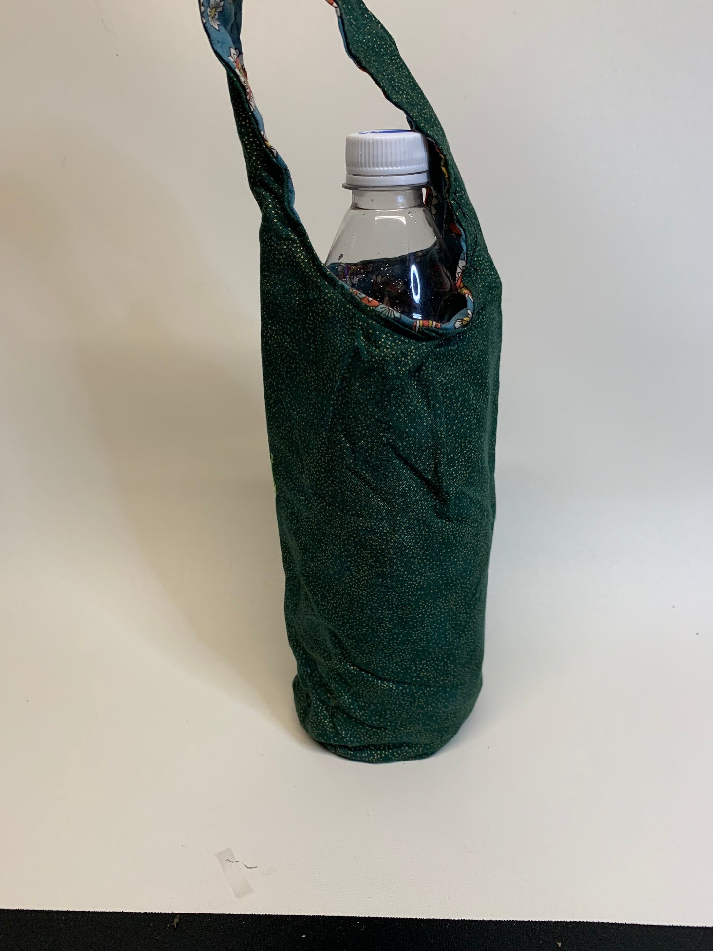 Bottle Bag - Green with gold dots - for 1 liter bottles
