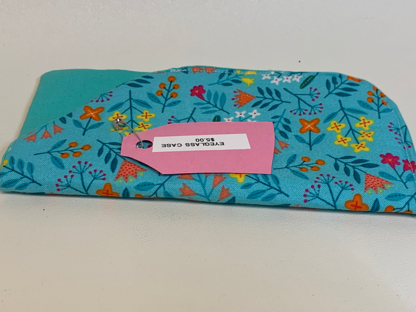 Eyeglass Case - Teal with flowers