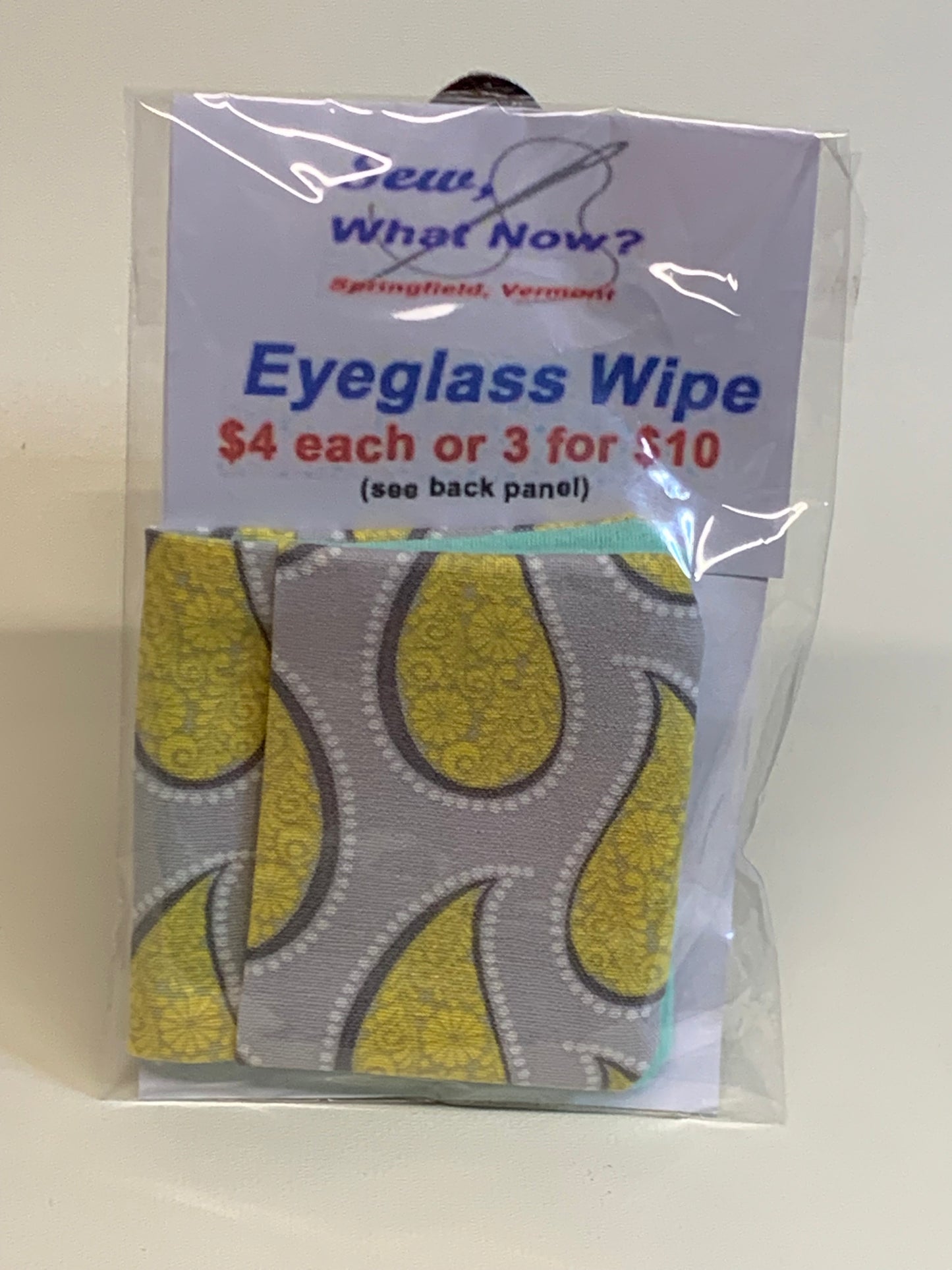 Eyeglass Wipe -Grey with yellow teardrops