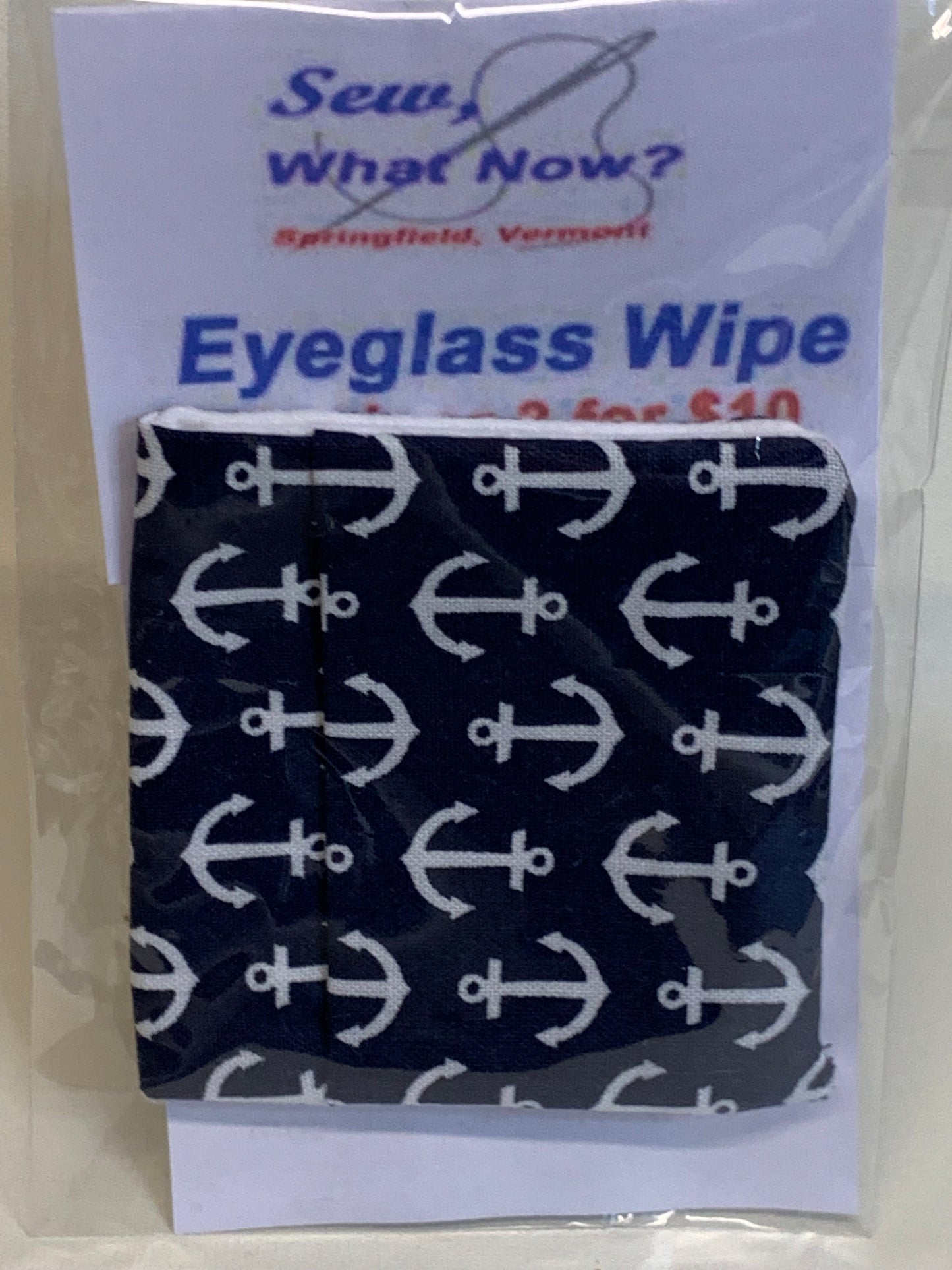 Eyeglass Wipe - Navy with white anchors