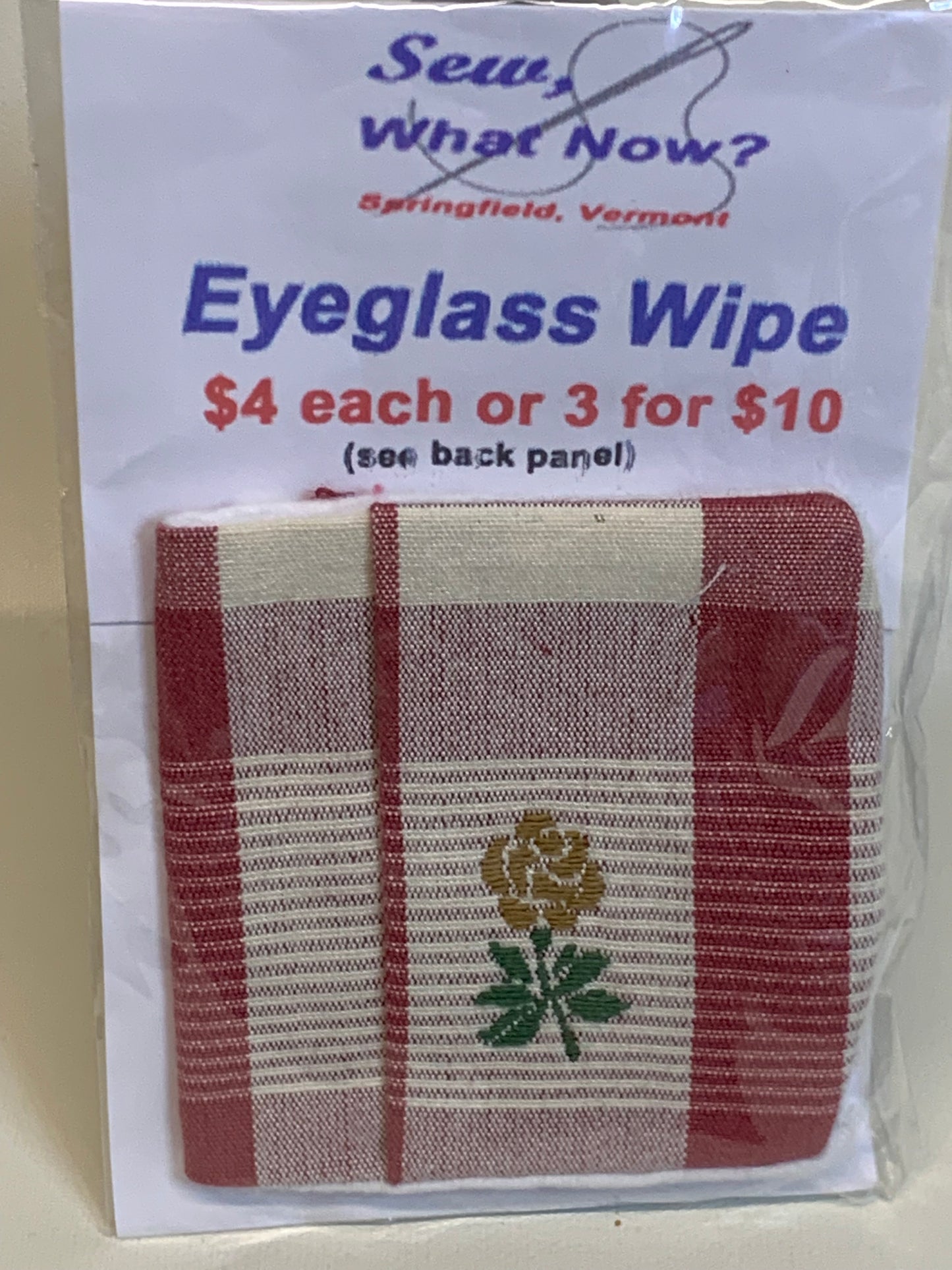 Eyeglass Wipe - Red/White plaid with flowers