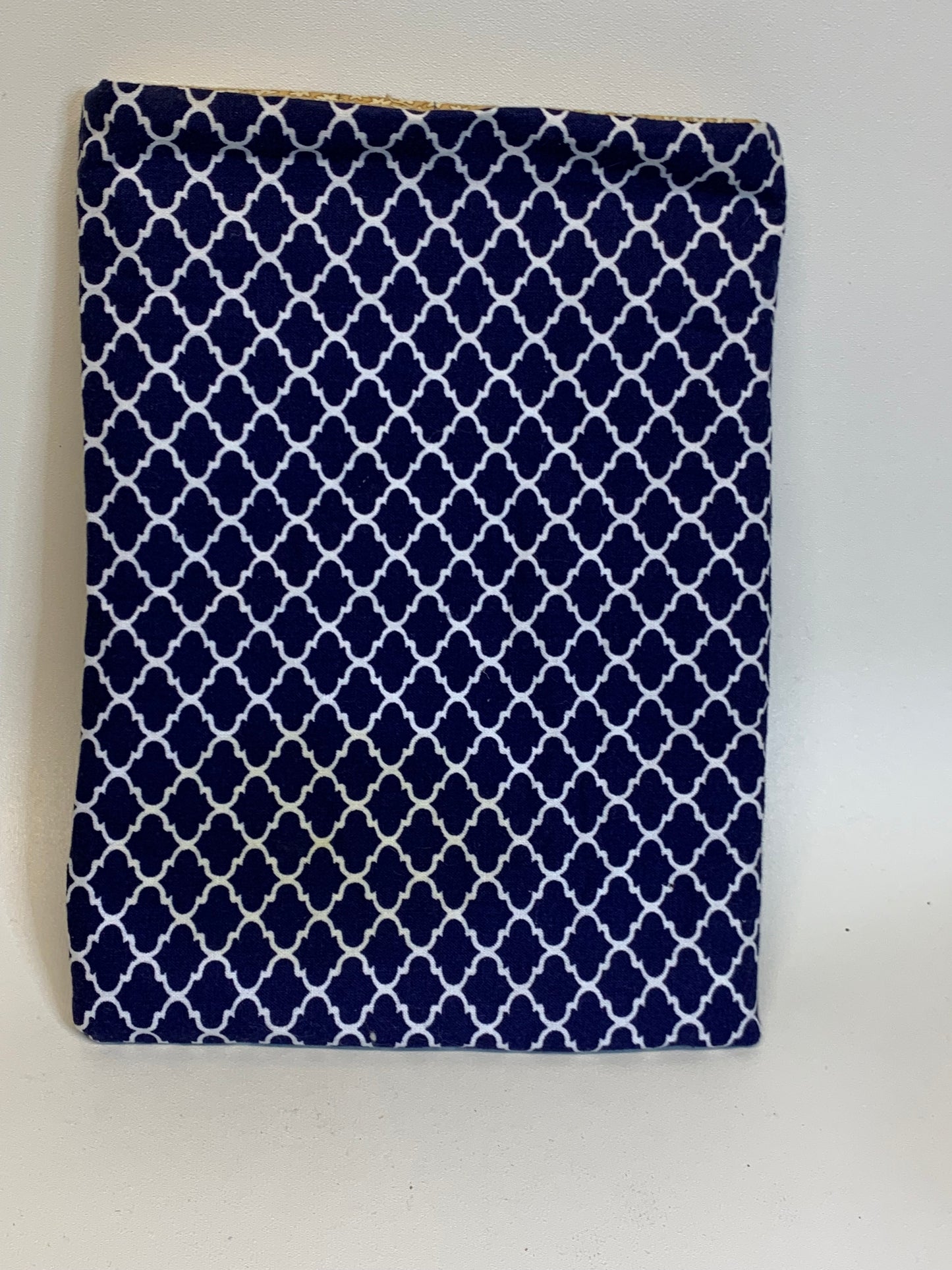 Book / Tablet Sleave - Navy and white geometric - 9 3/4" x 7 1/4"
