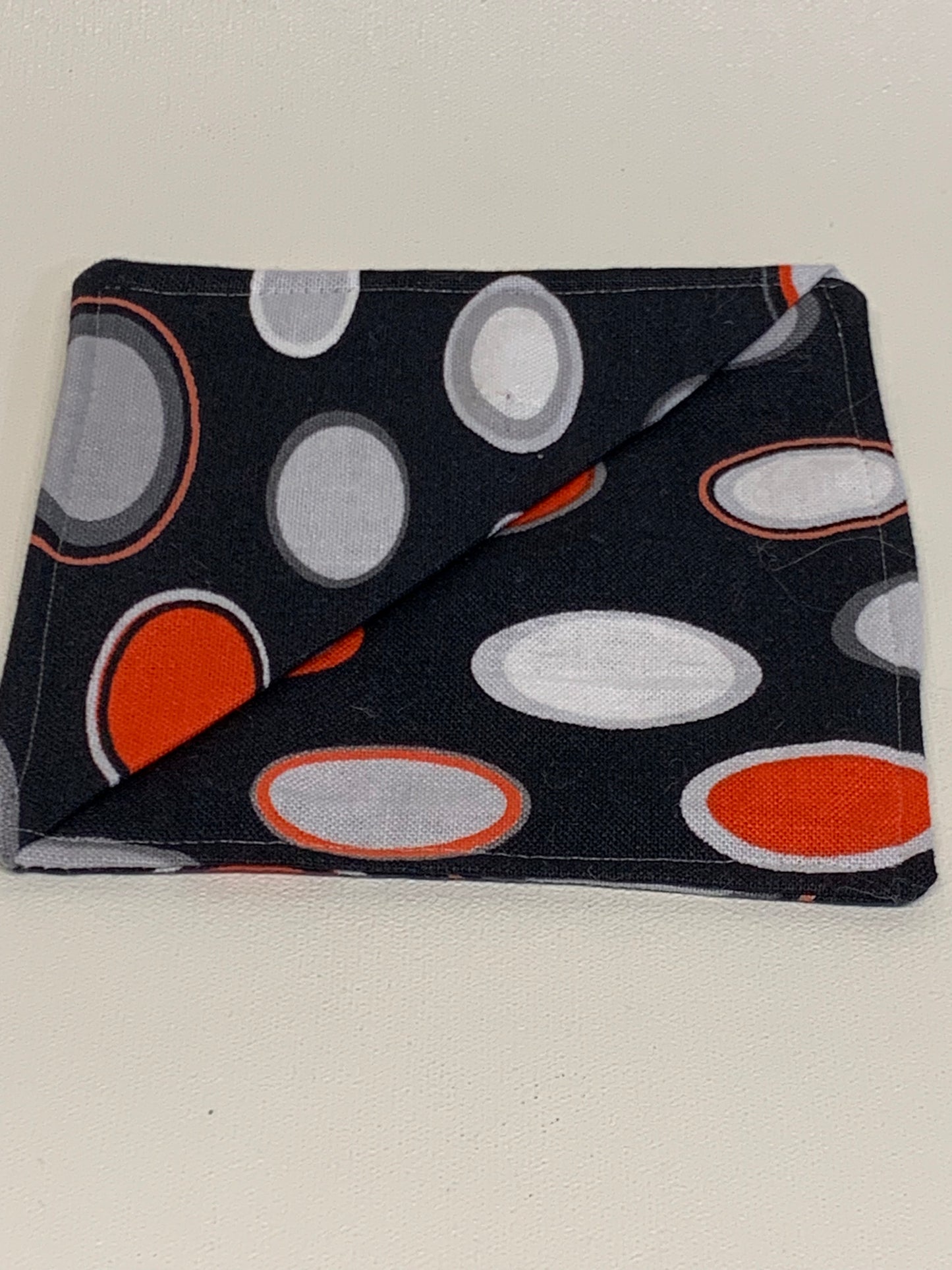 Corner Bookmark - Black with white and red circles