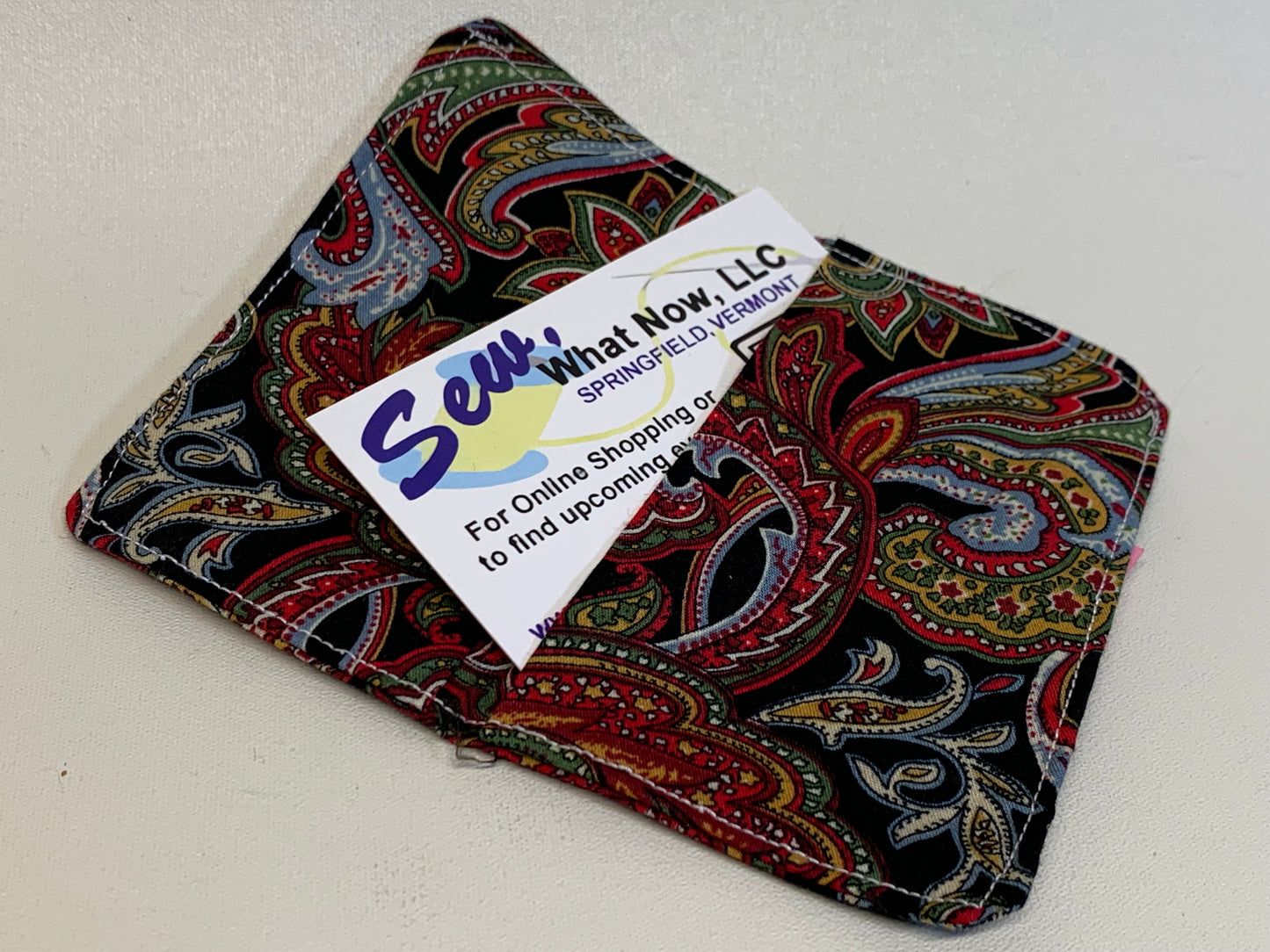Business Card Holder - Red Paisley
