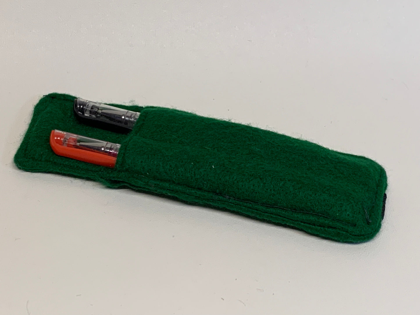 Pen Holder - holds two pens - green felt - with elastic band