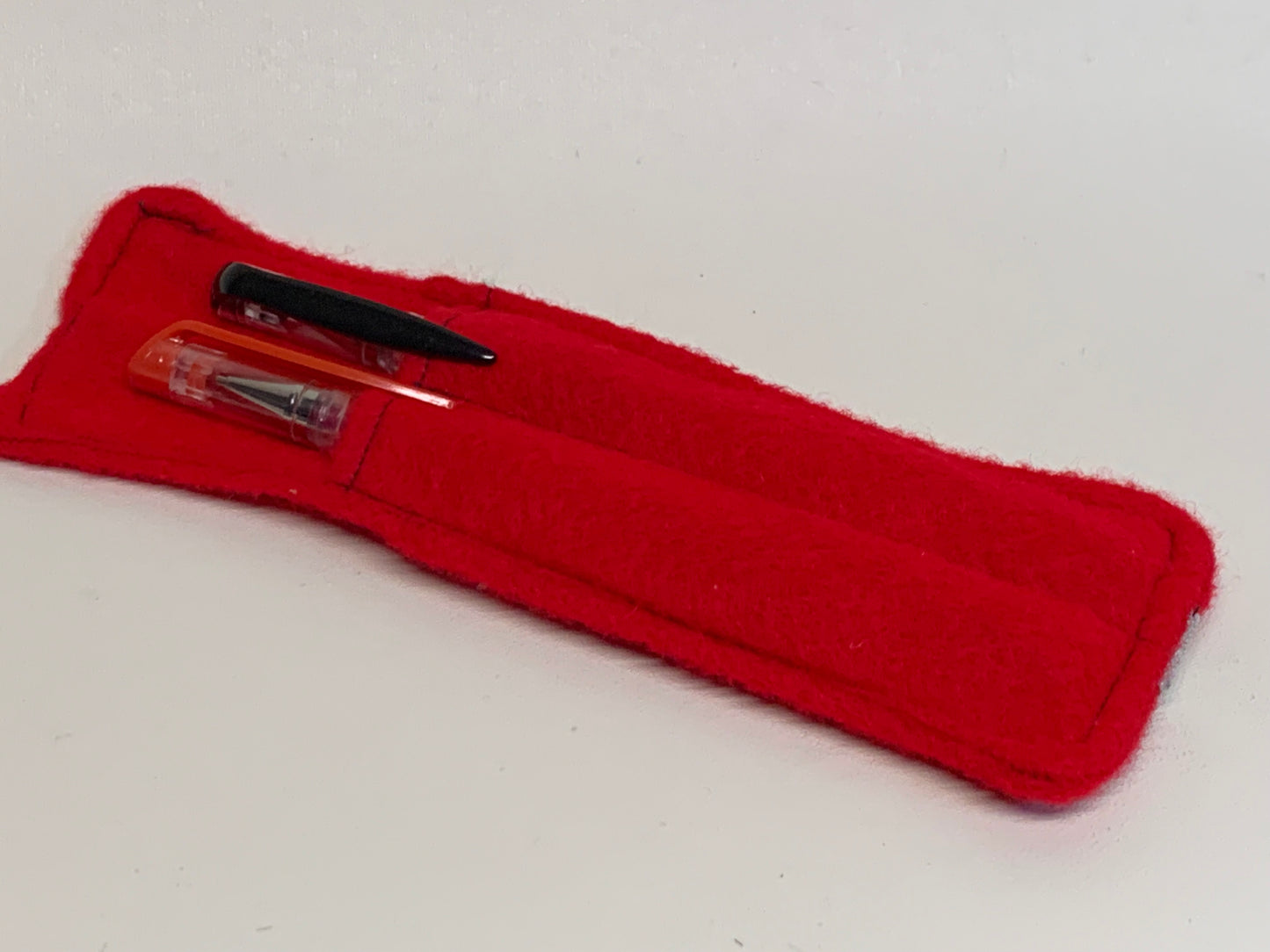 Pen Holder - holds two pens - red felt - with elastic band
