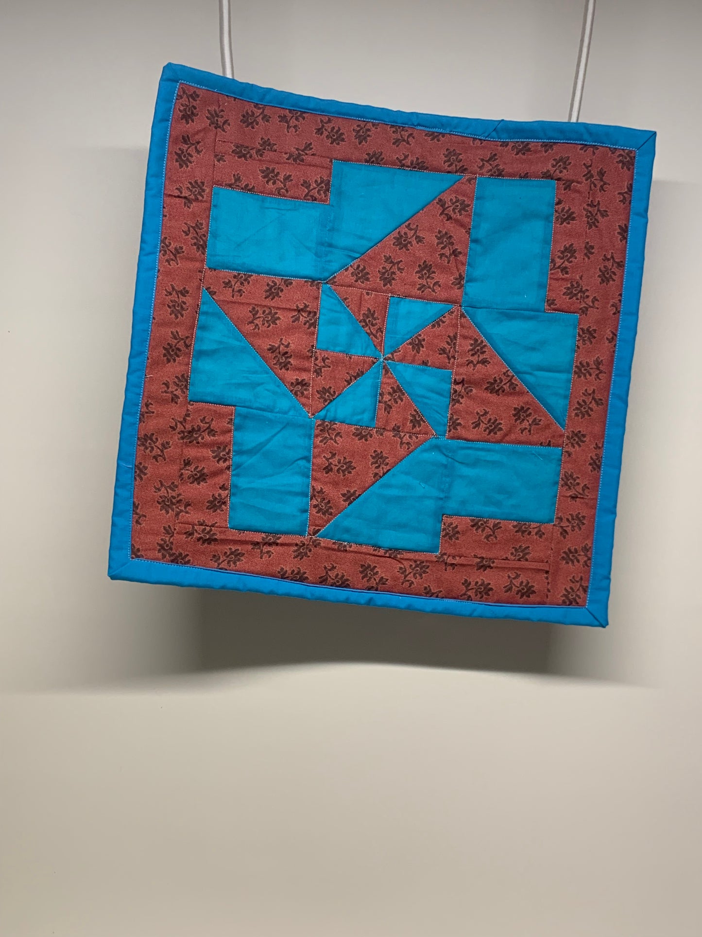 Centerpiece Mat - Teal & Brown - 16.5" x 16.5"