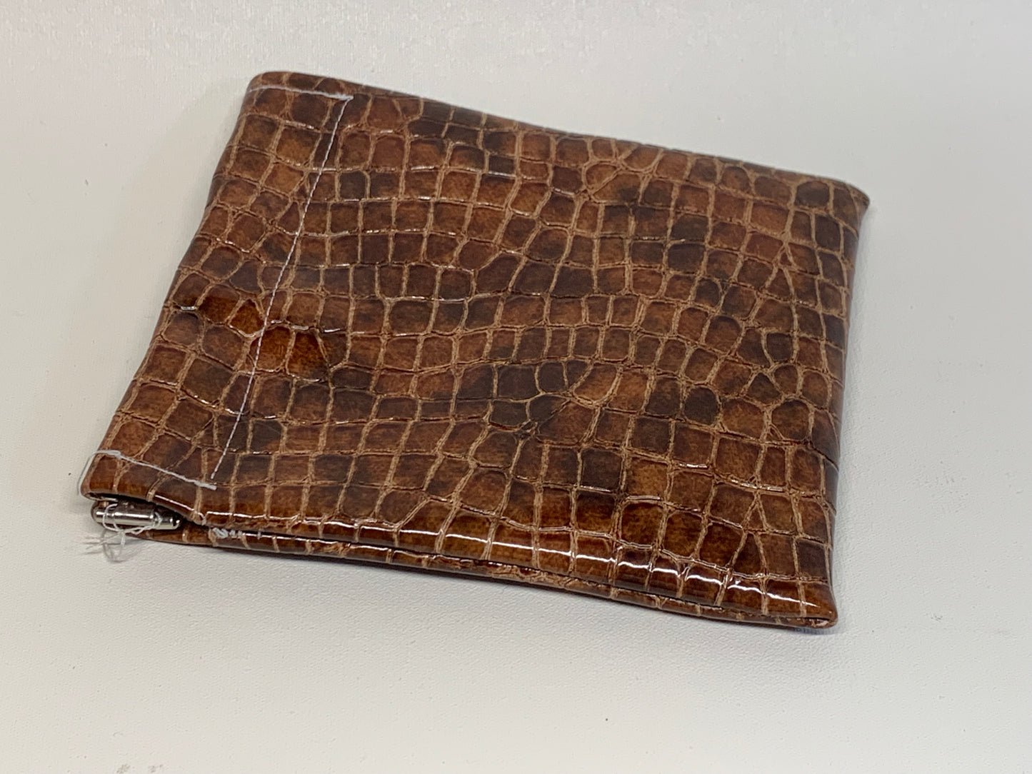 Unlined Pouch with Flex Frame Closure - Brown vinyl - 3" x 5.25"