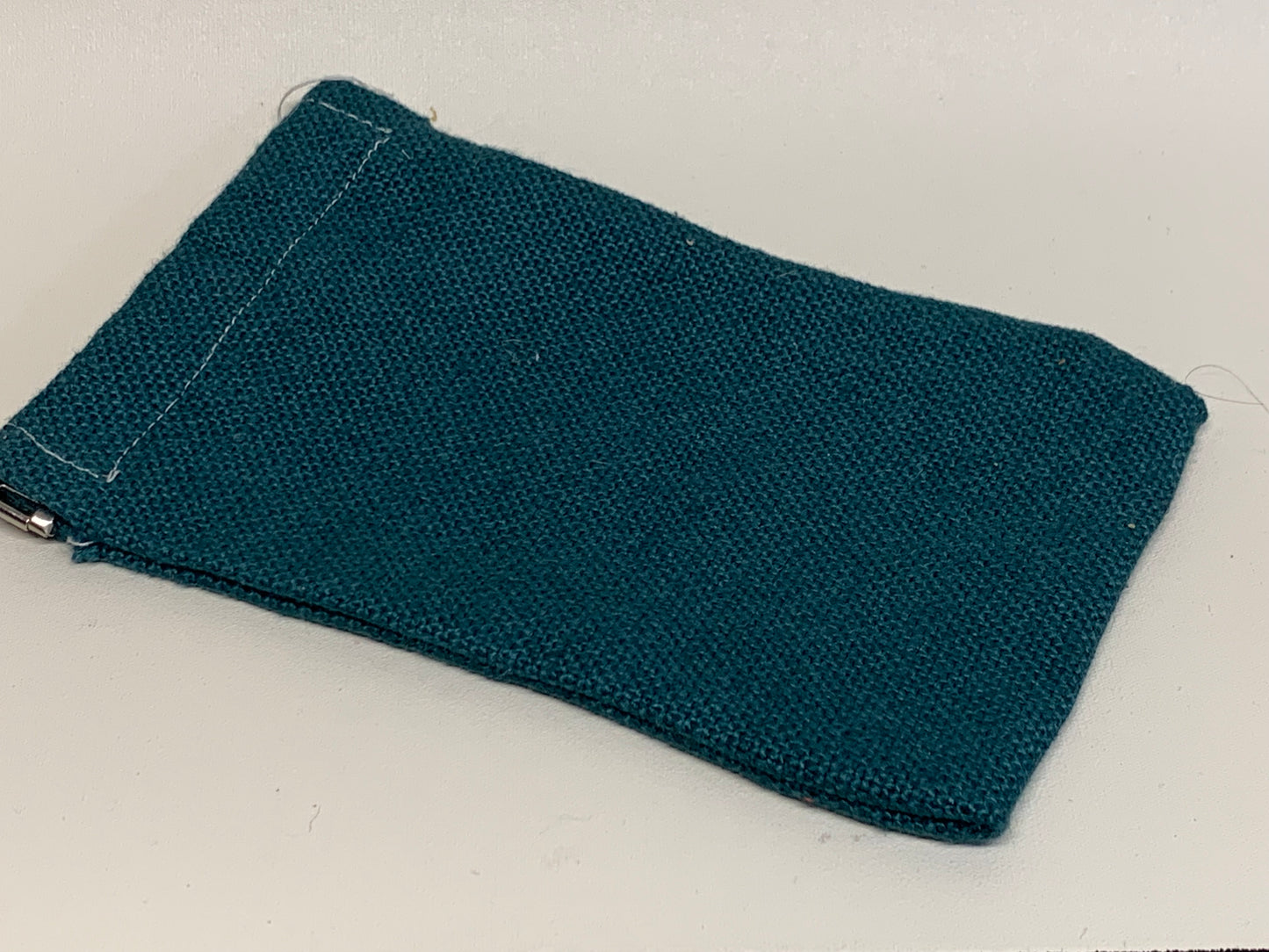 Unlined Pouch with Flex Frame Closure - - Green fabric -4.5" x 7"