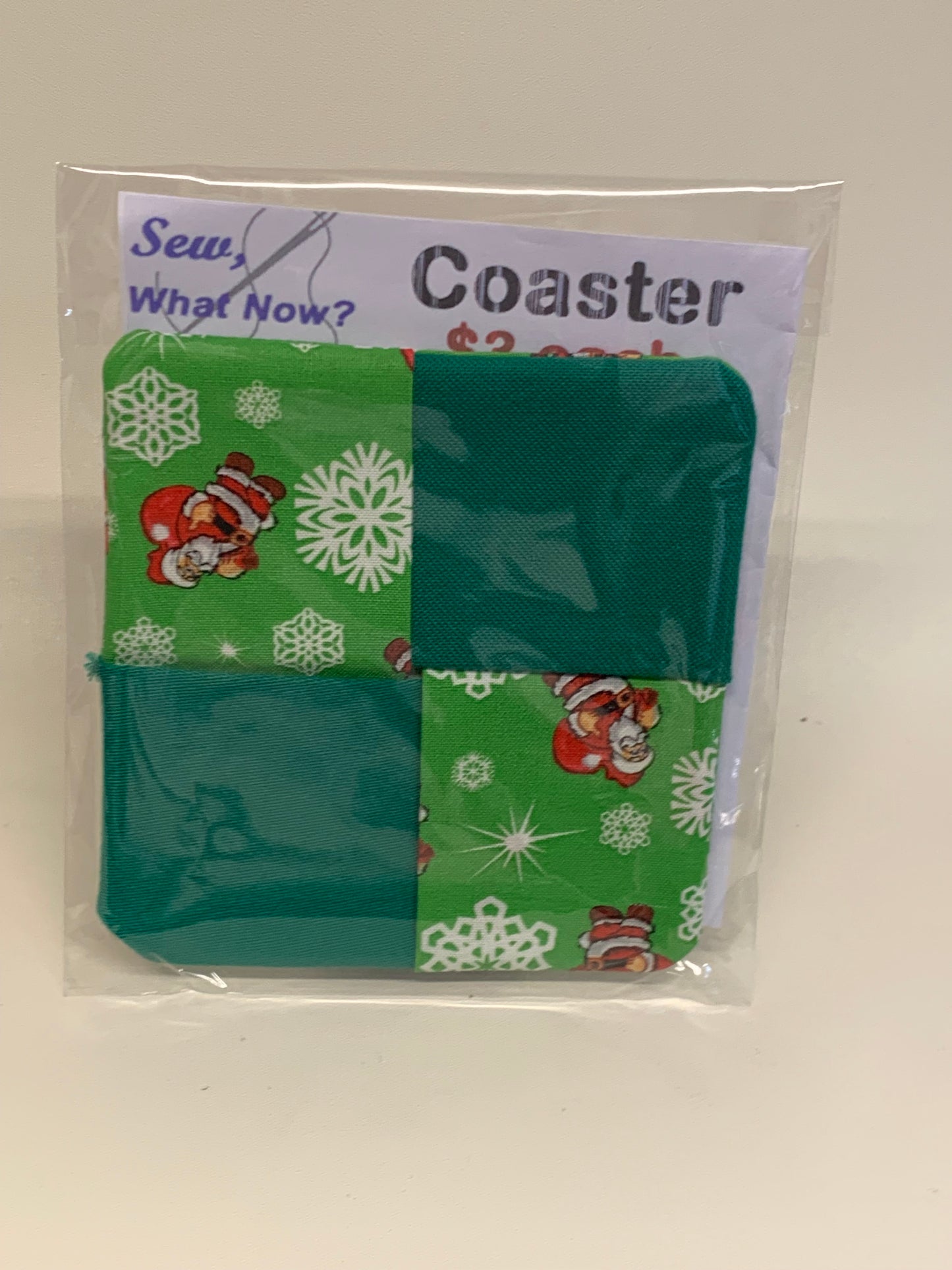 Coaster - Green with Santa