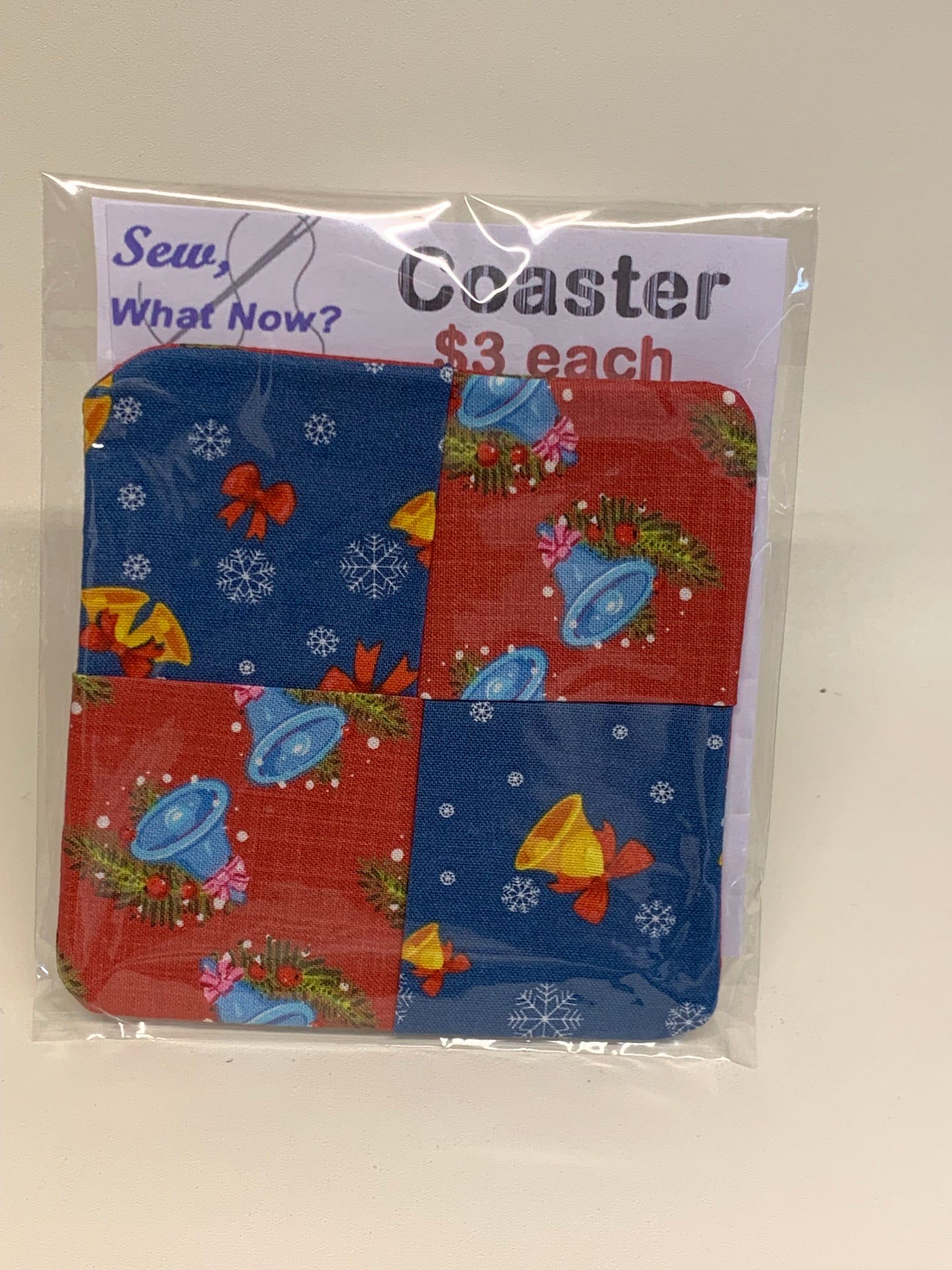 Coaster - Red and Blue with bells