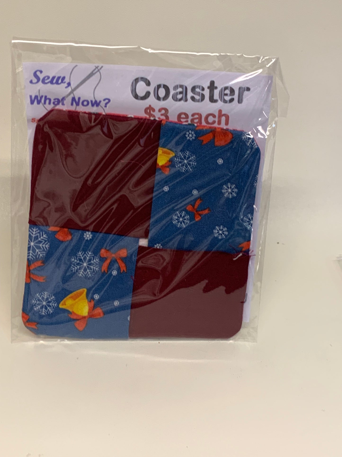 Coaster - Maroon and Blue with bells