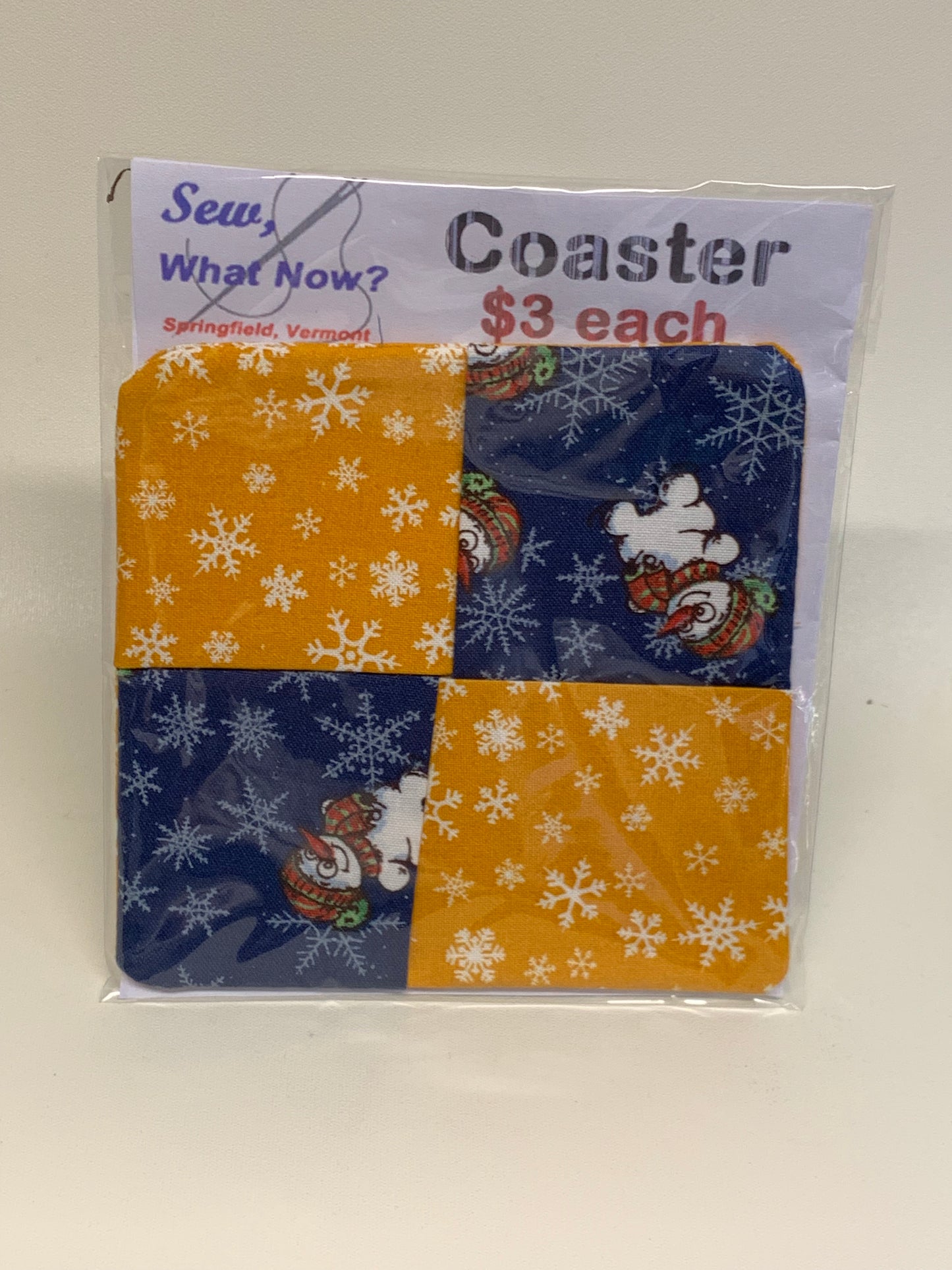 Coaster - Yellow and blue with snowman