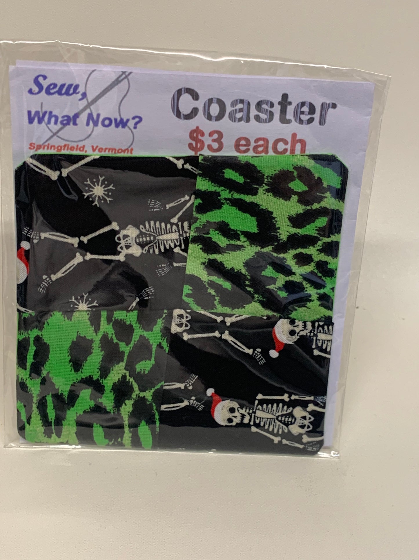 Coaster - Black and Green with Skeletons