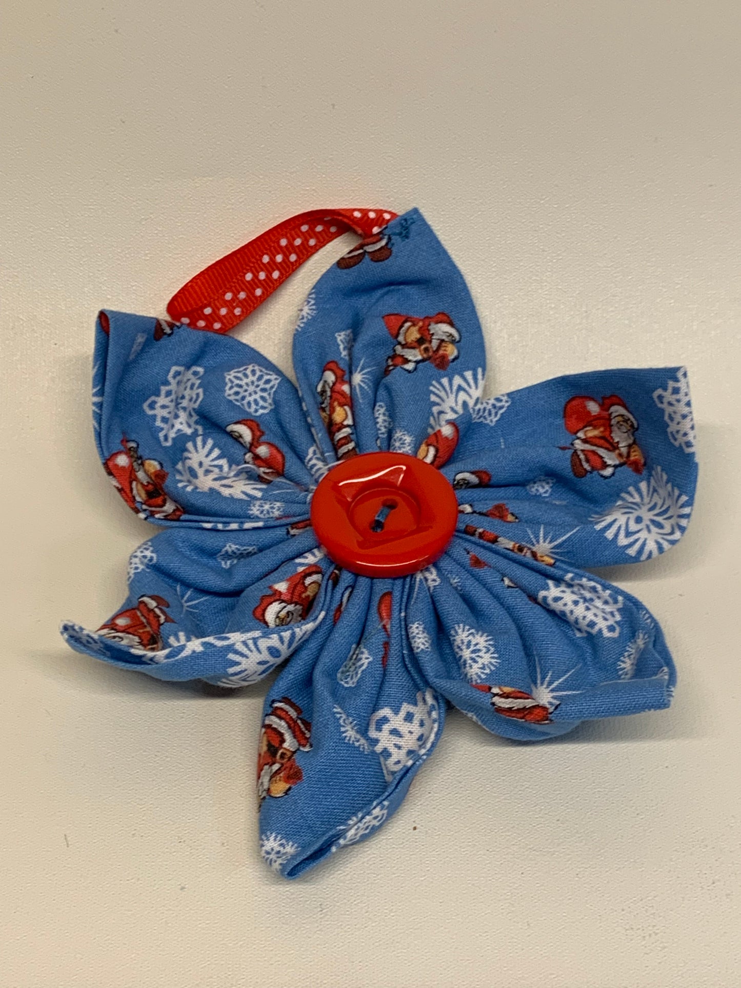 Christmas Ornament - Blue with Santa- approx. 5.5" Tall