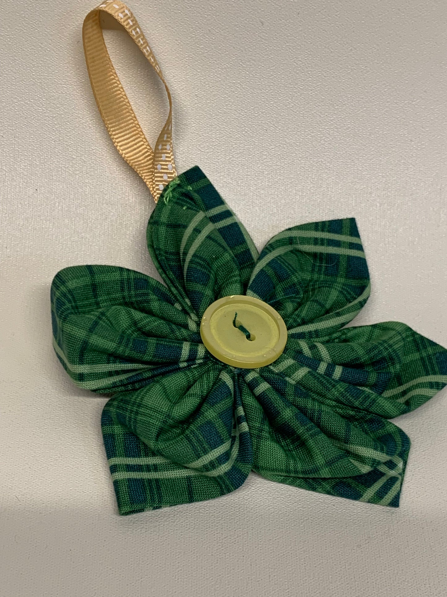Christmas Ornament - Green plaid - approx. 4.5" Tall