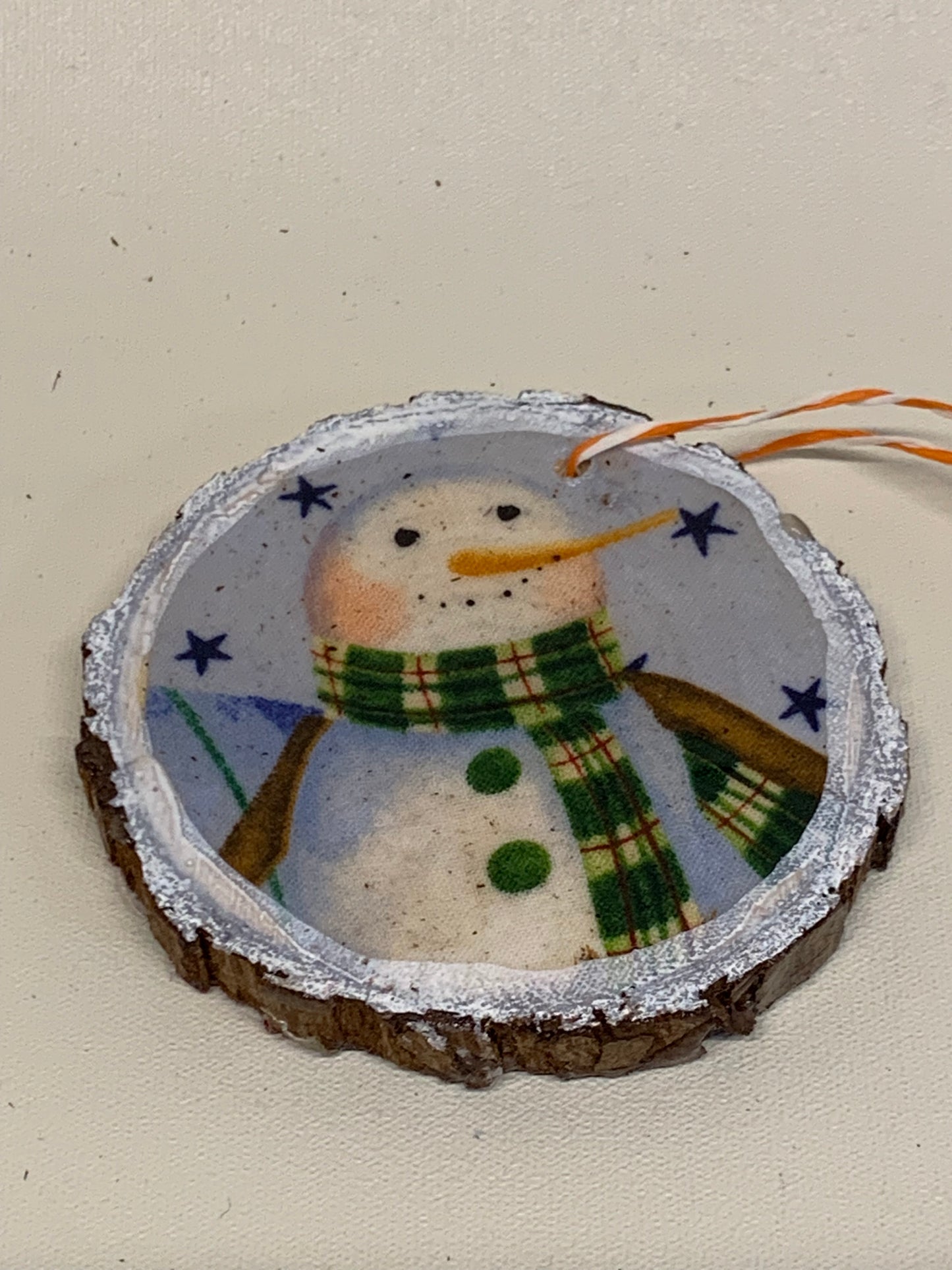 Wooden Christmas Ornament - Snowman - approx. 2.75" round