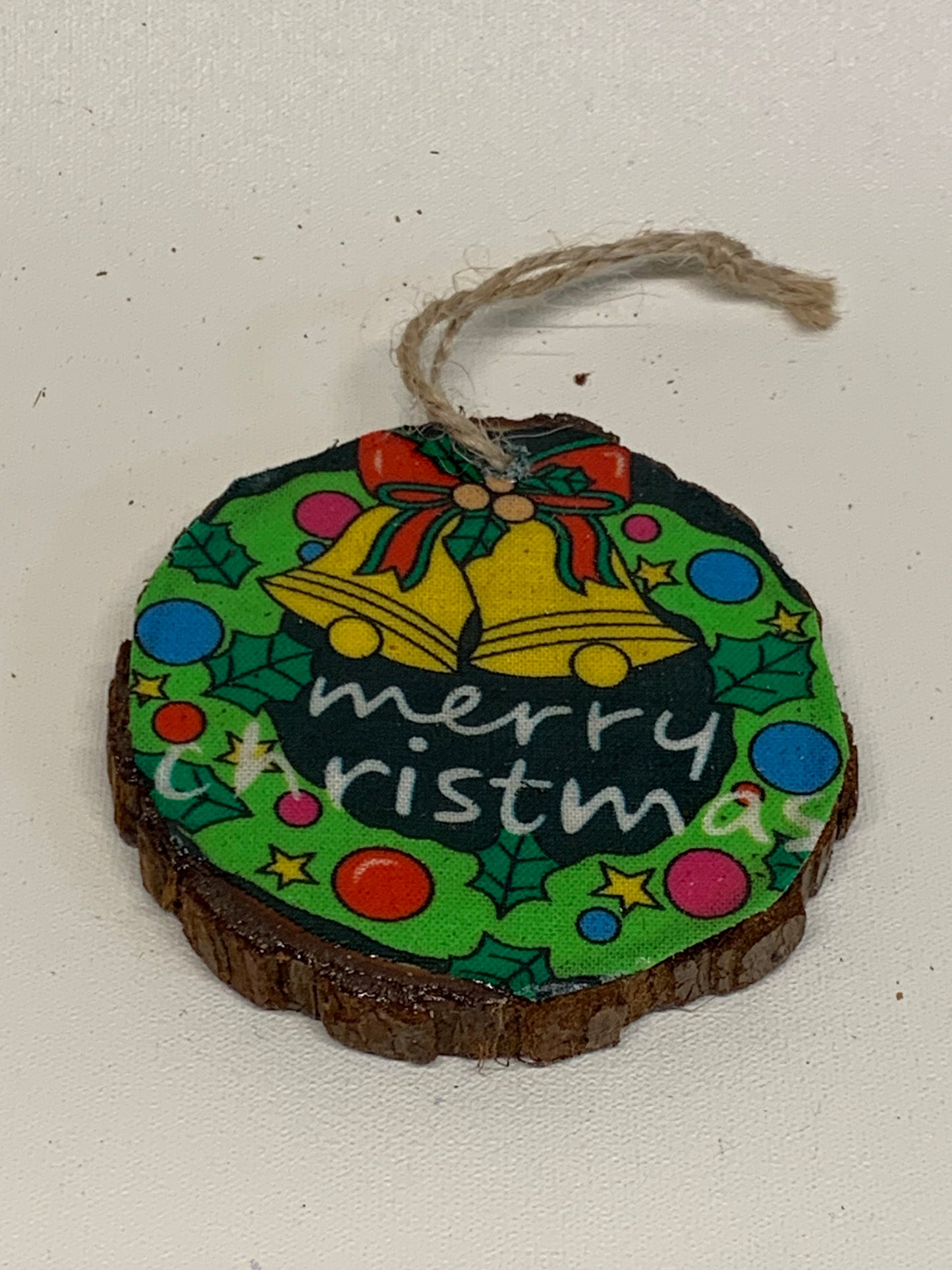 Wooden Christmas Ornament - Xmas Wreath - approx. 2.75" round