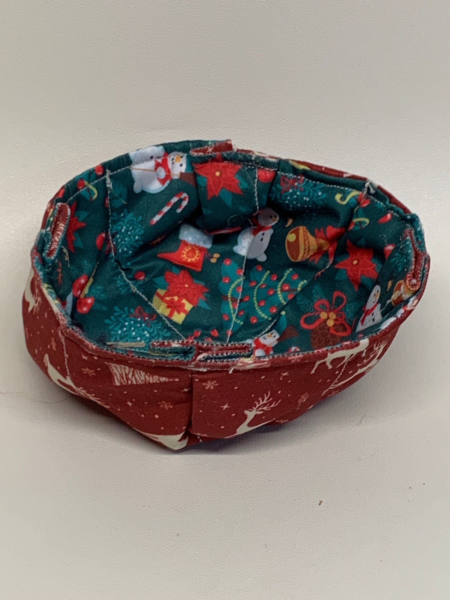 Christmas Bowl - Reversable - One side red and green on other side. Approx. 4.5" wide
