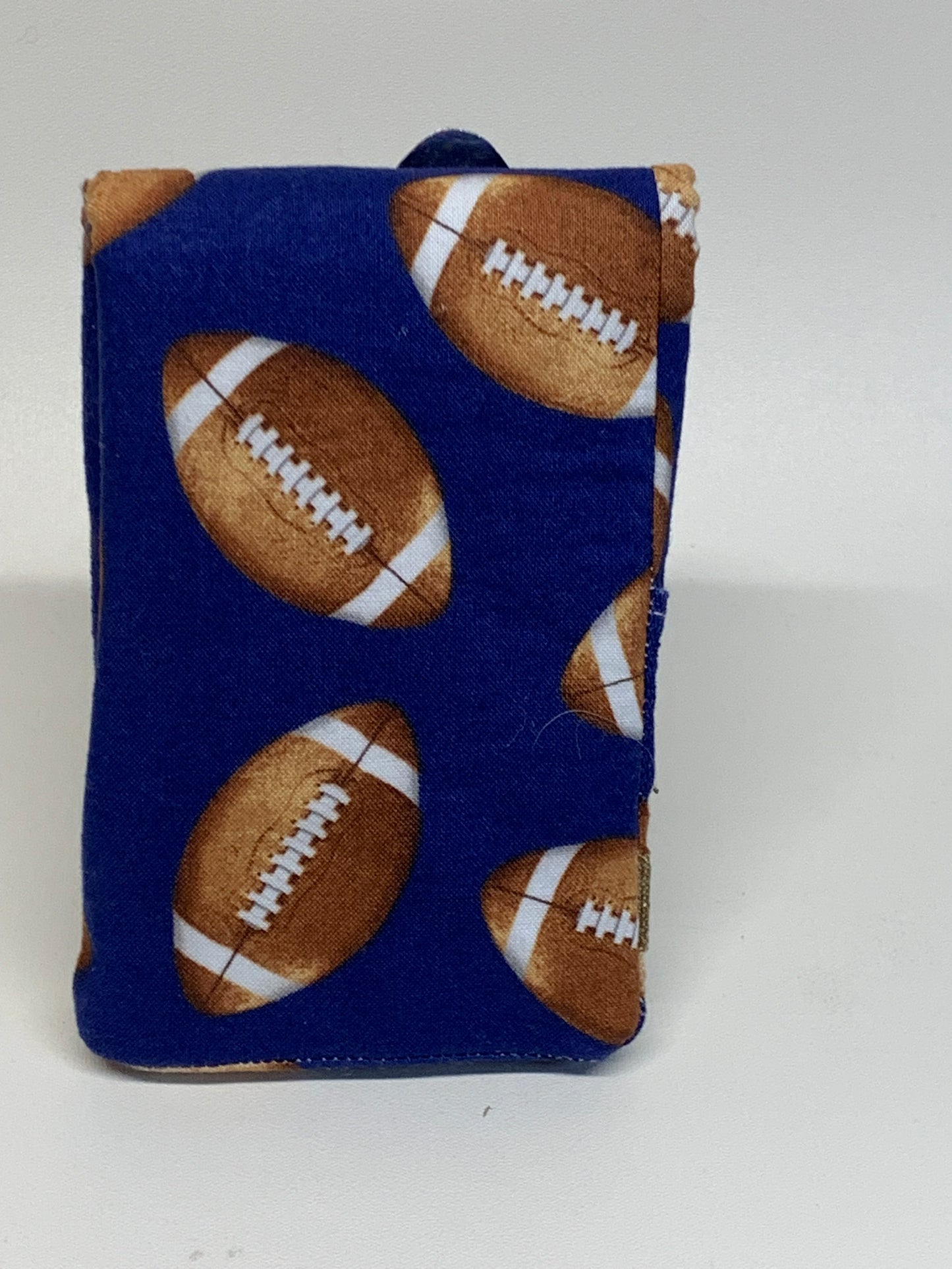 Notebook Cover - 4" X 6" (flips over top) - Blue with footballs