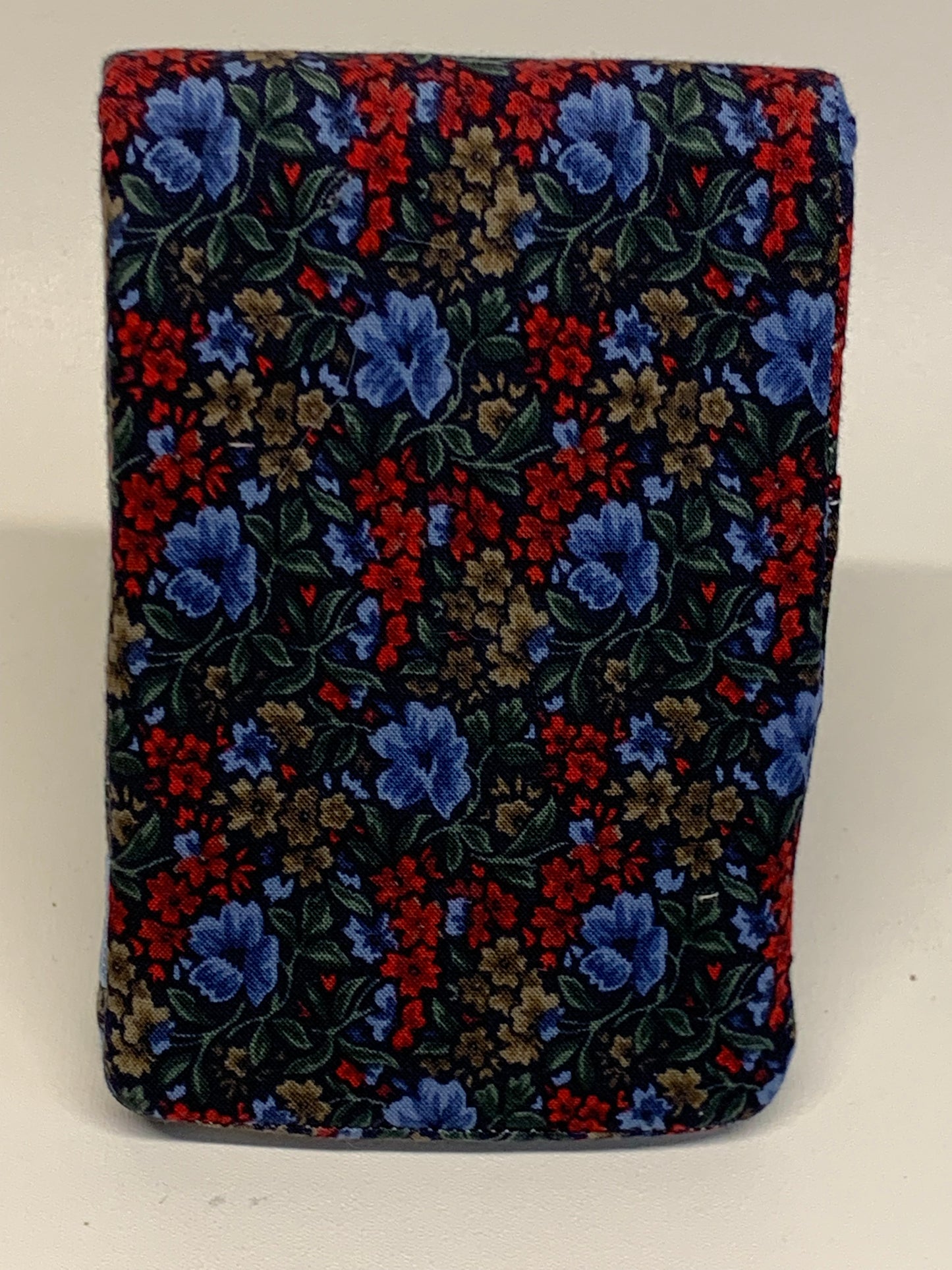 Notebook Cover - 4" X 6" (flips over top) - blue and red flowers