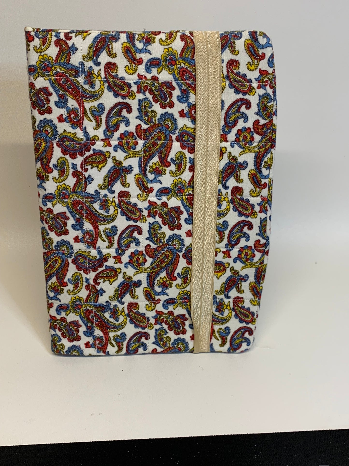 Sketchbook Cover - 6" X 8.5" - White with red/blue paisley