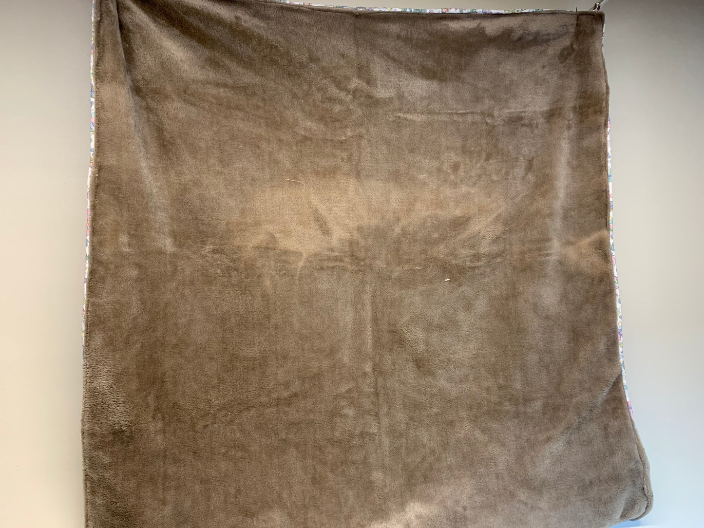 Baby Blanket - Side 1: Butterflies - Side 2: light brown faux fur
