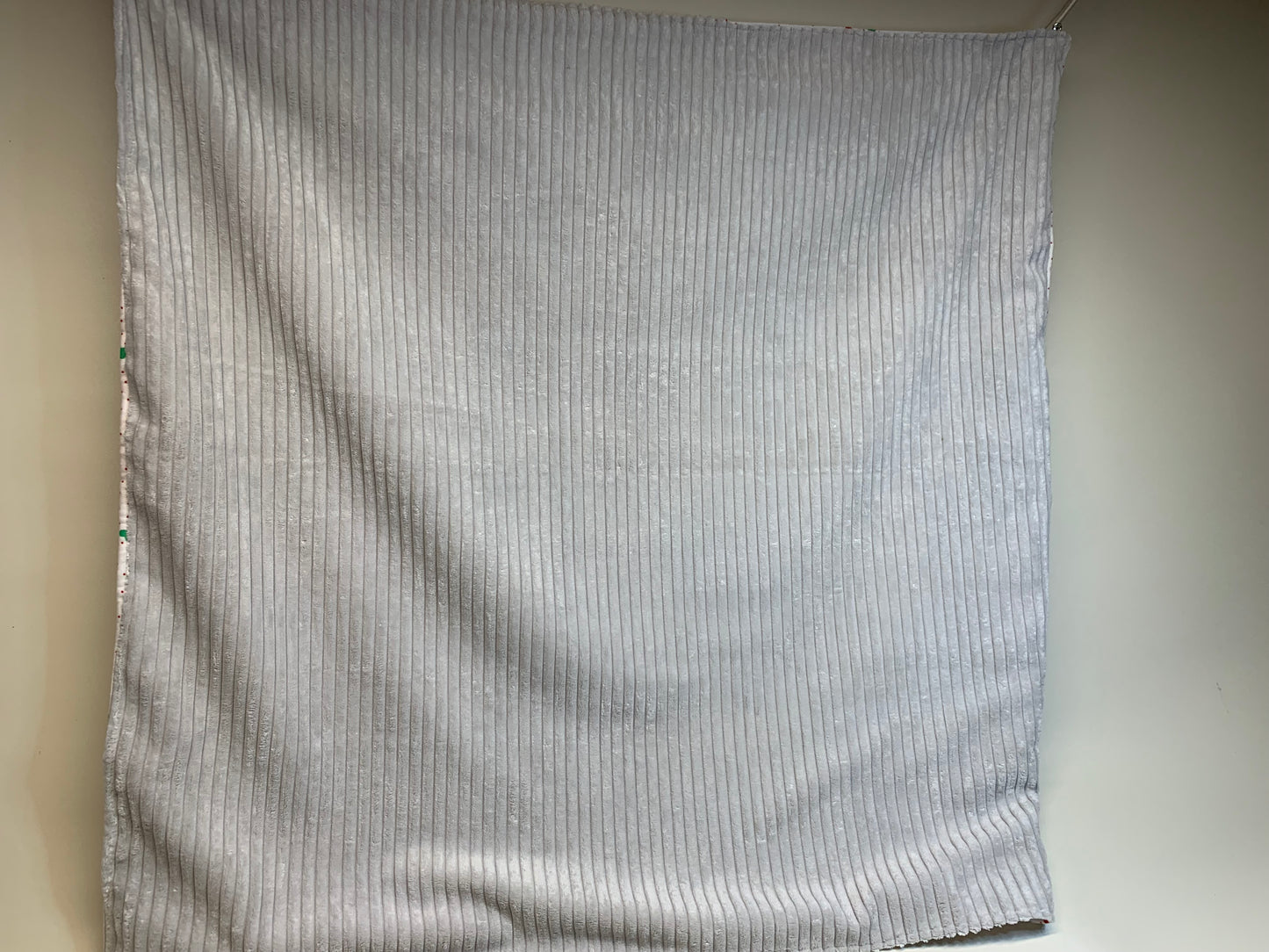 Baby Blanket - Side 1: hearts - Side 2: light grey corduroy