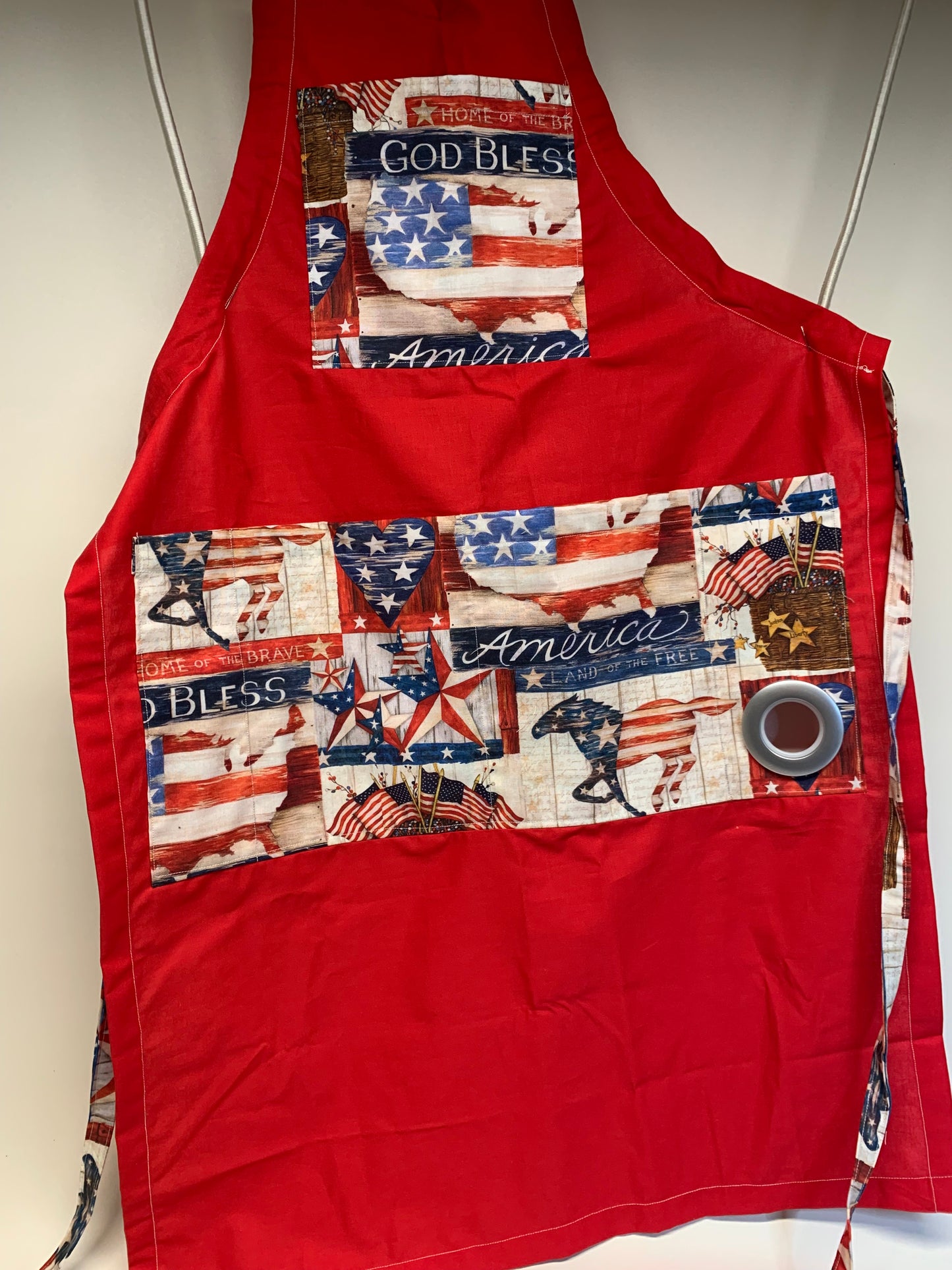 BBQ Apron - Red fabric with Americana theme accents