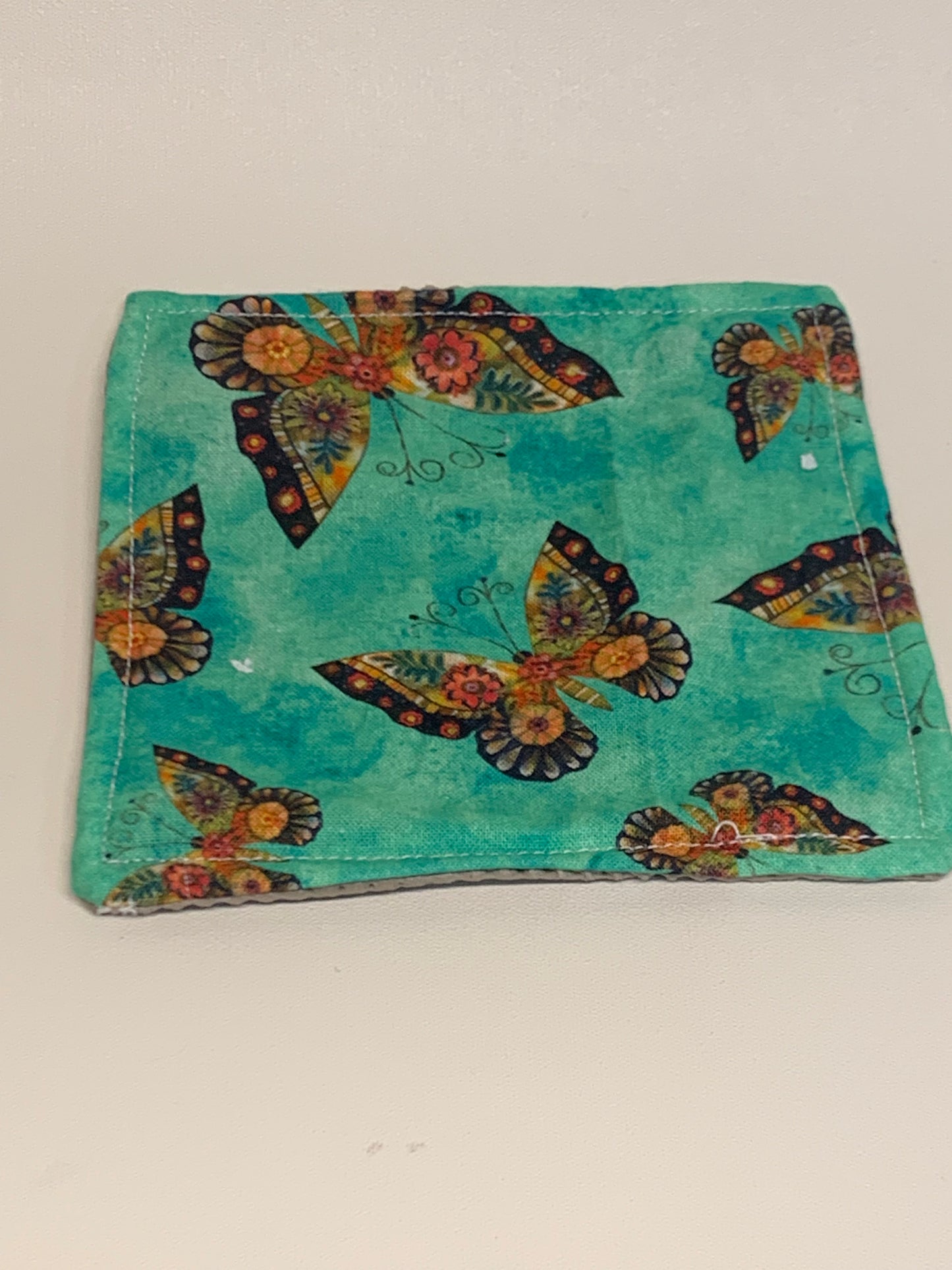 Bottle Gripper - 5" x 5" - Teal with butterflies