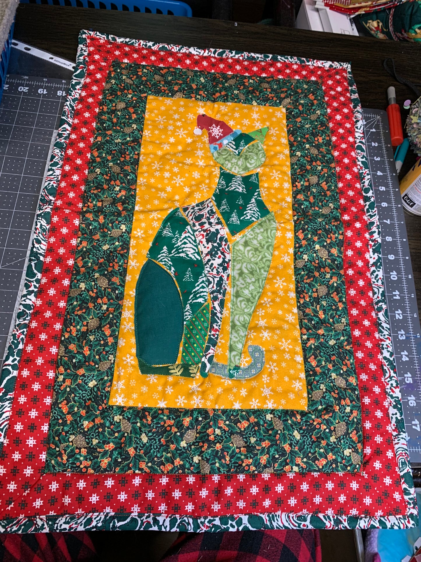 Halloween Cat Applique Wall Hanging